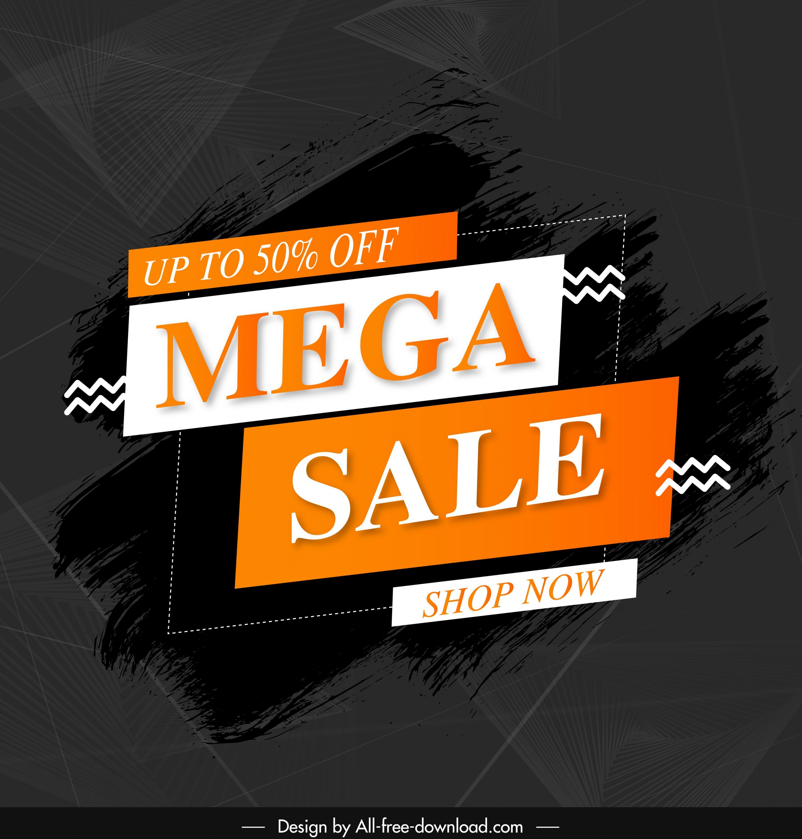 mega sale banner modern dark grunge ink decor