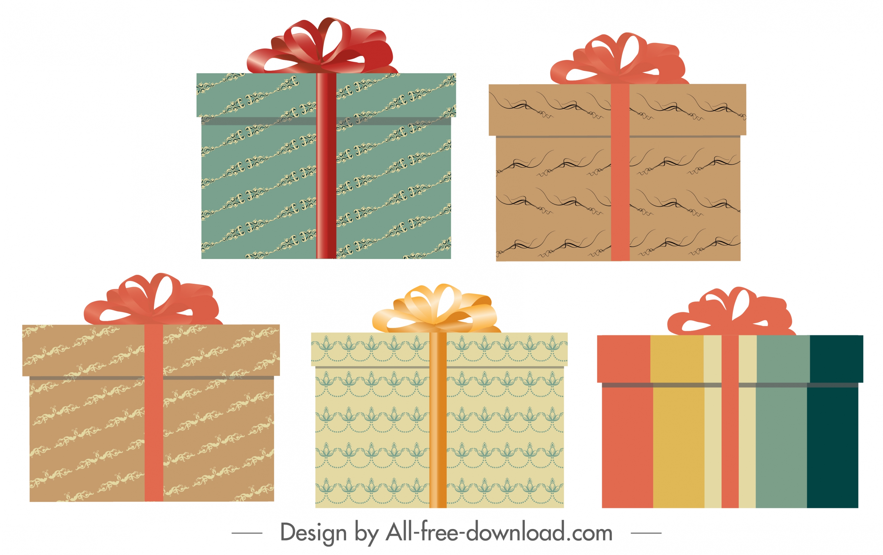 gift box icons colorful elegant classic decor