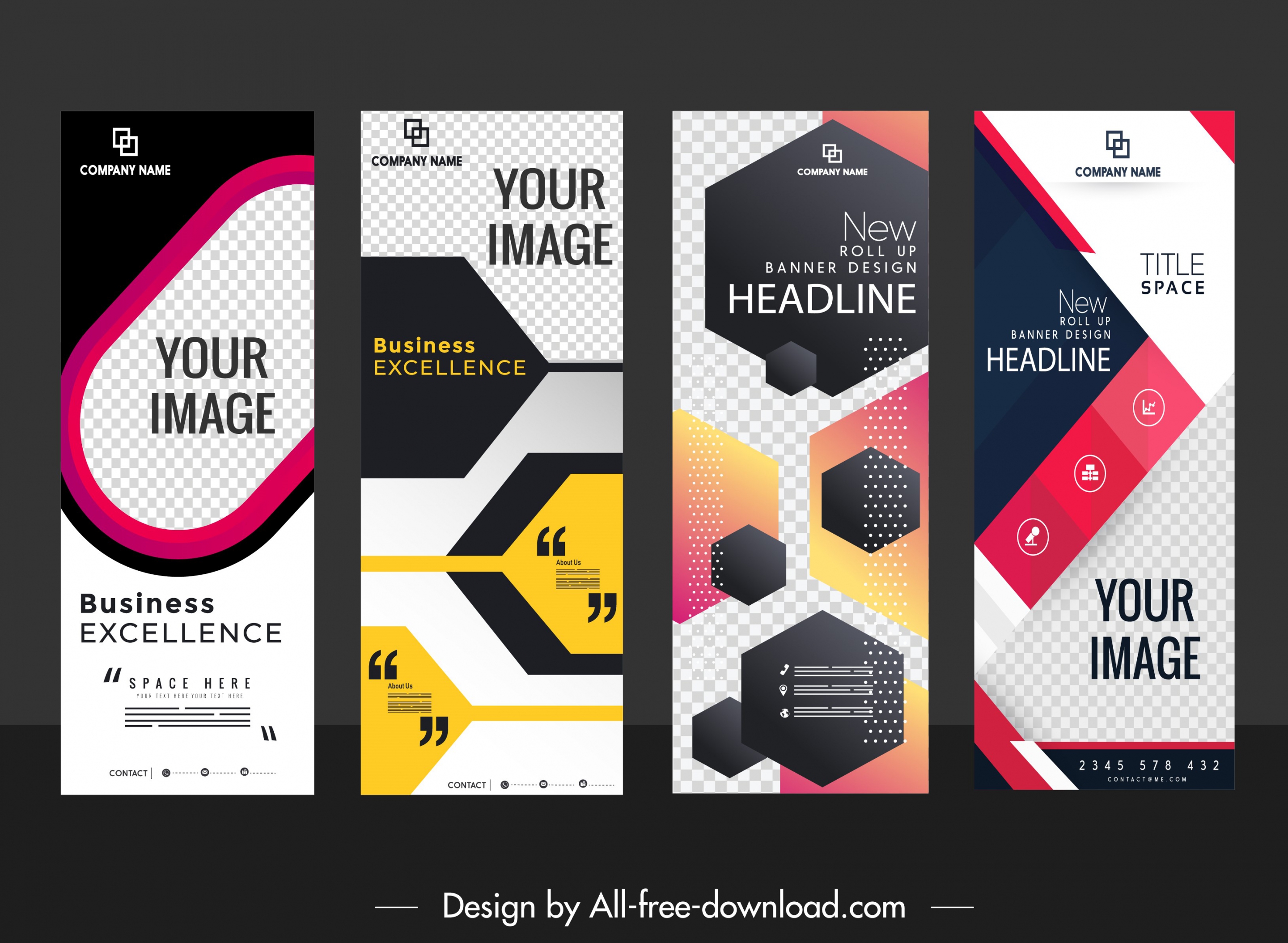 corporate banner templates modern flat technology decor