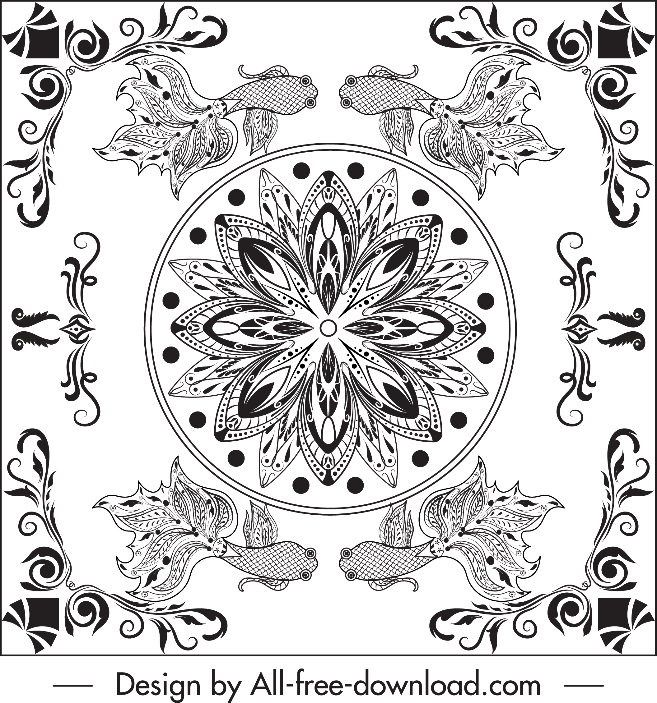 boder templates elegant symmetric oriental decor