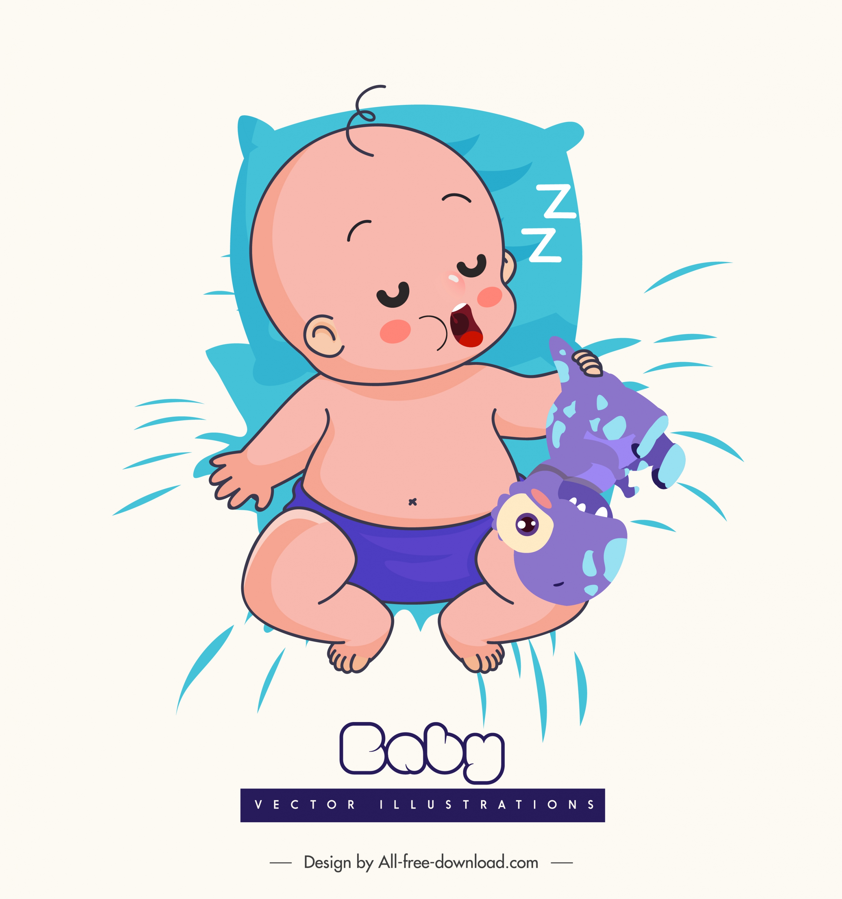 sleeping baby icon cute cartoon sketch