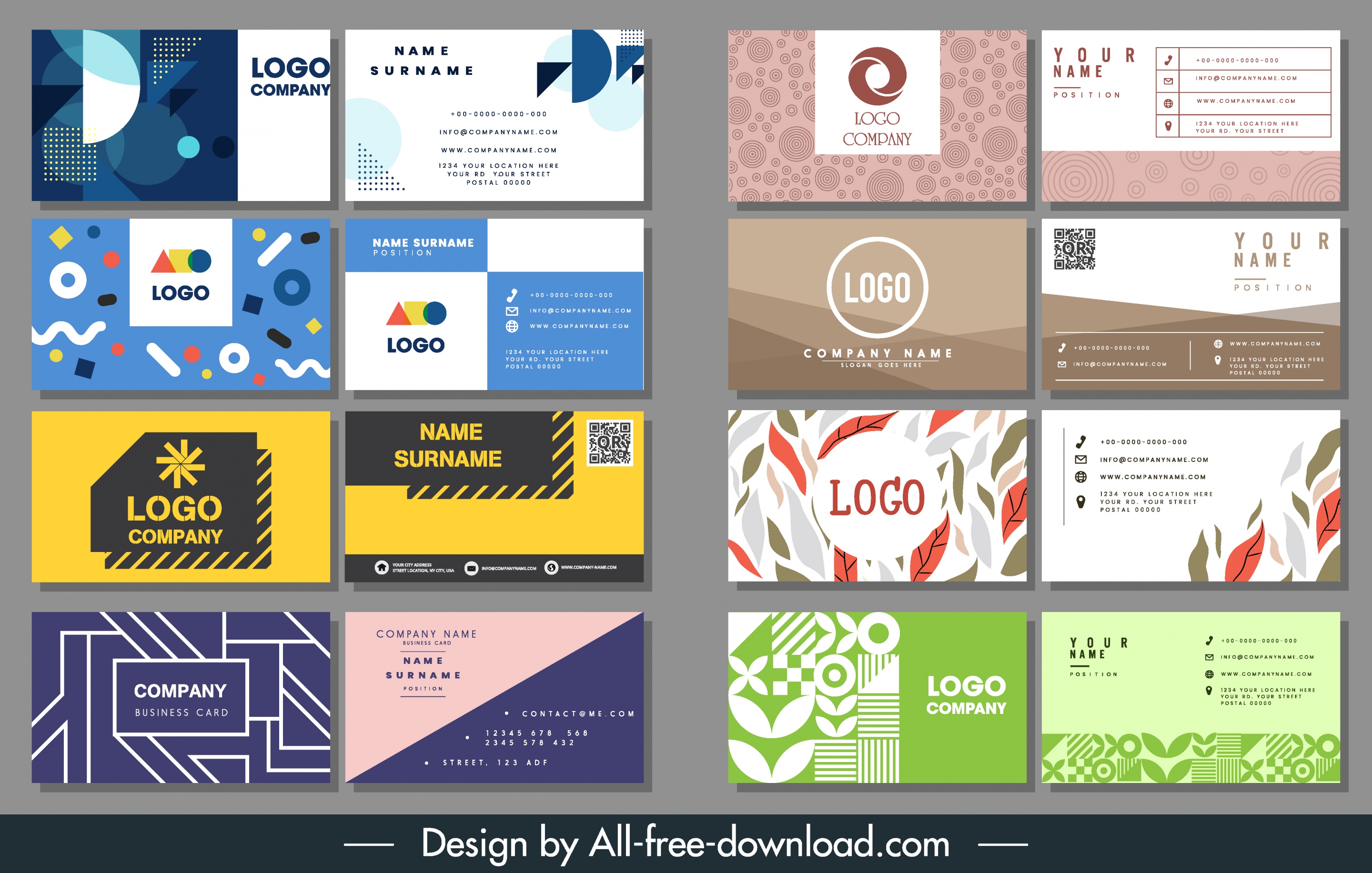 business card templates abstract nature technology themes decor