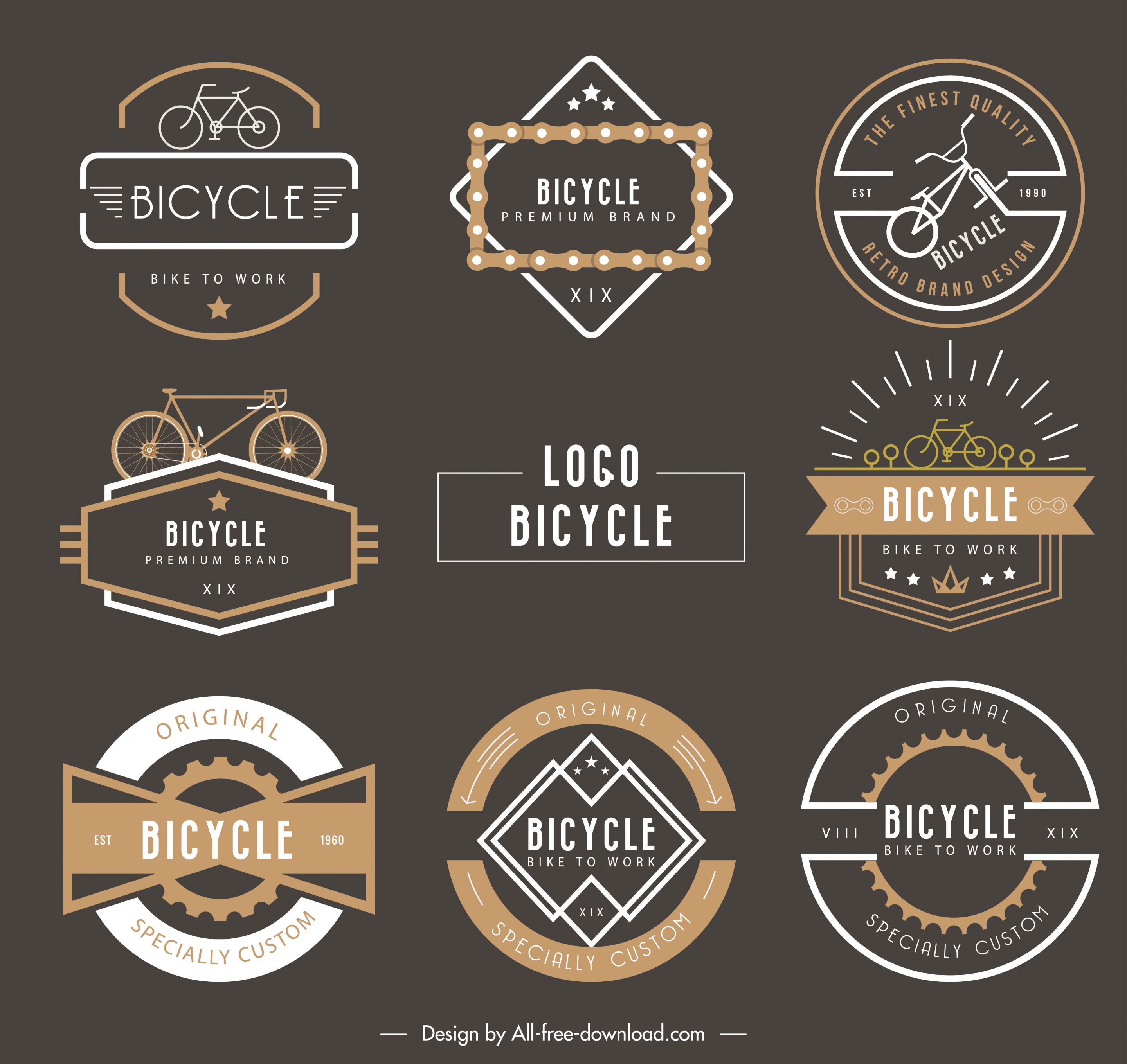 bicycle labels templates classic dark shapes