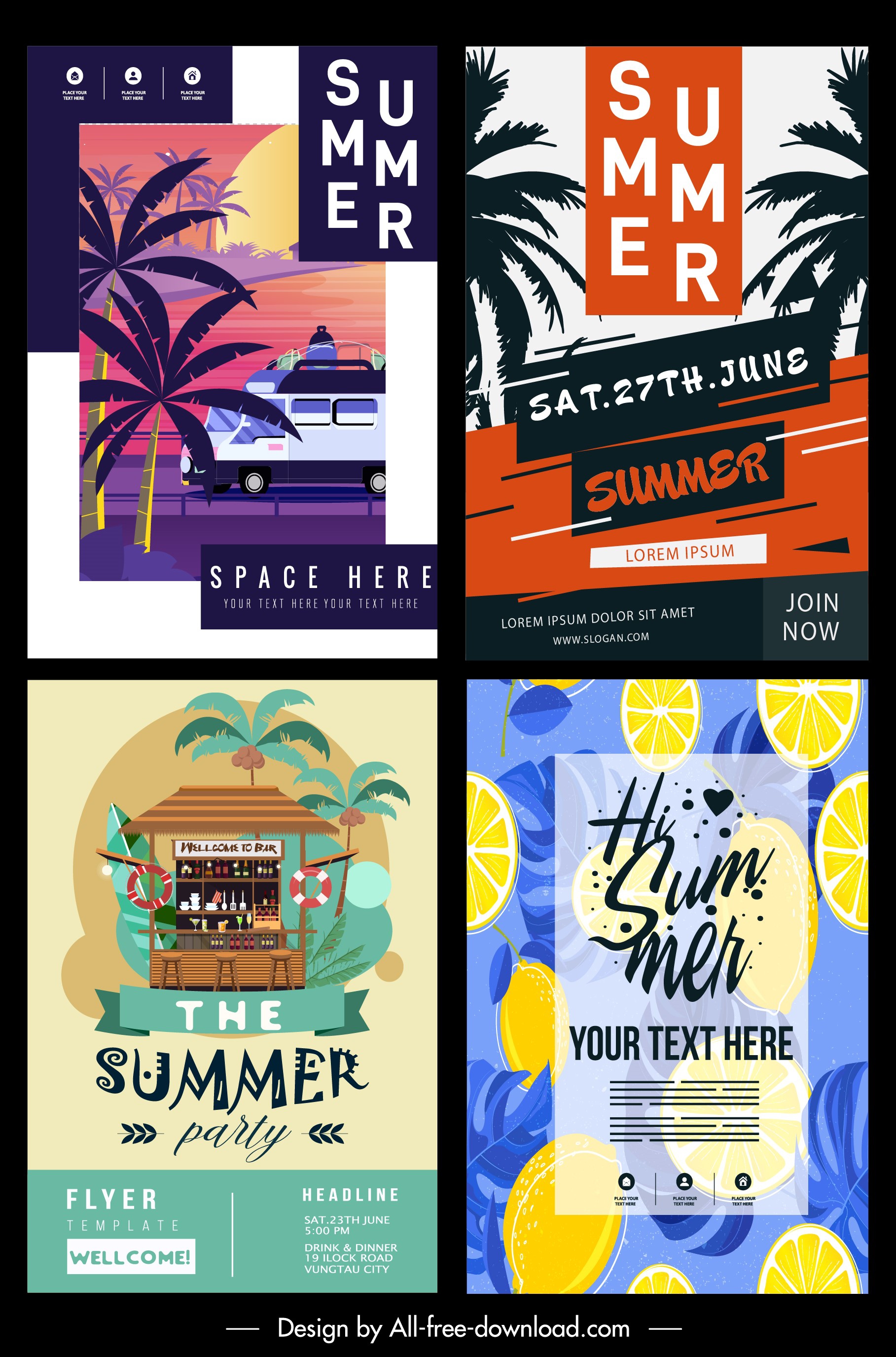 summer flyer templates colorful classical decor