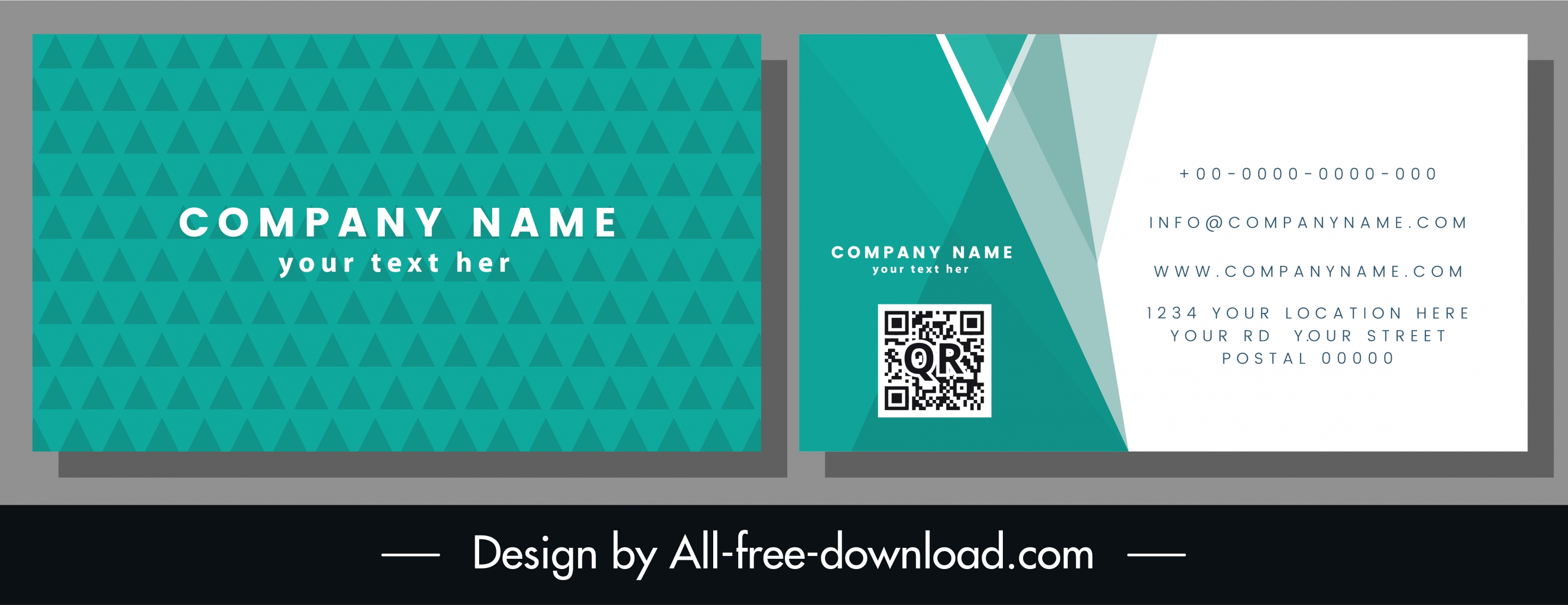 business card template abstract geometric green white decor