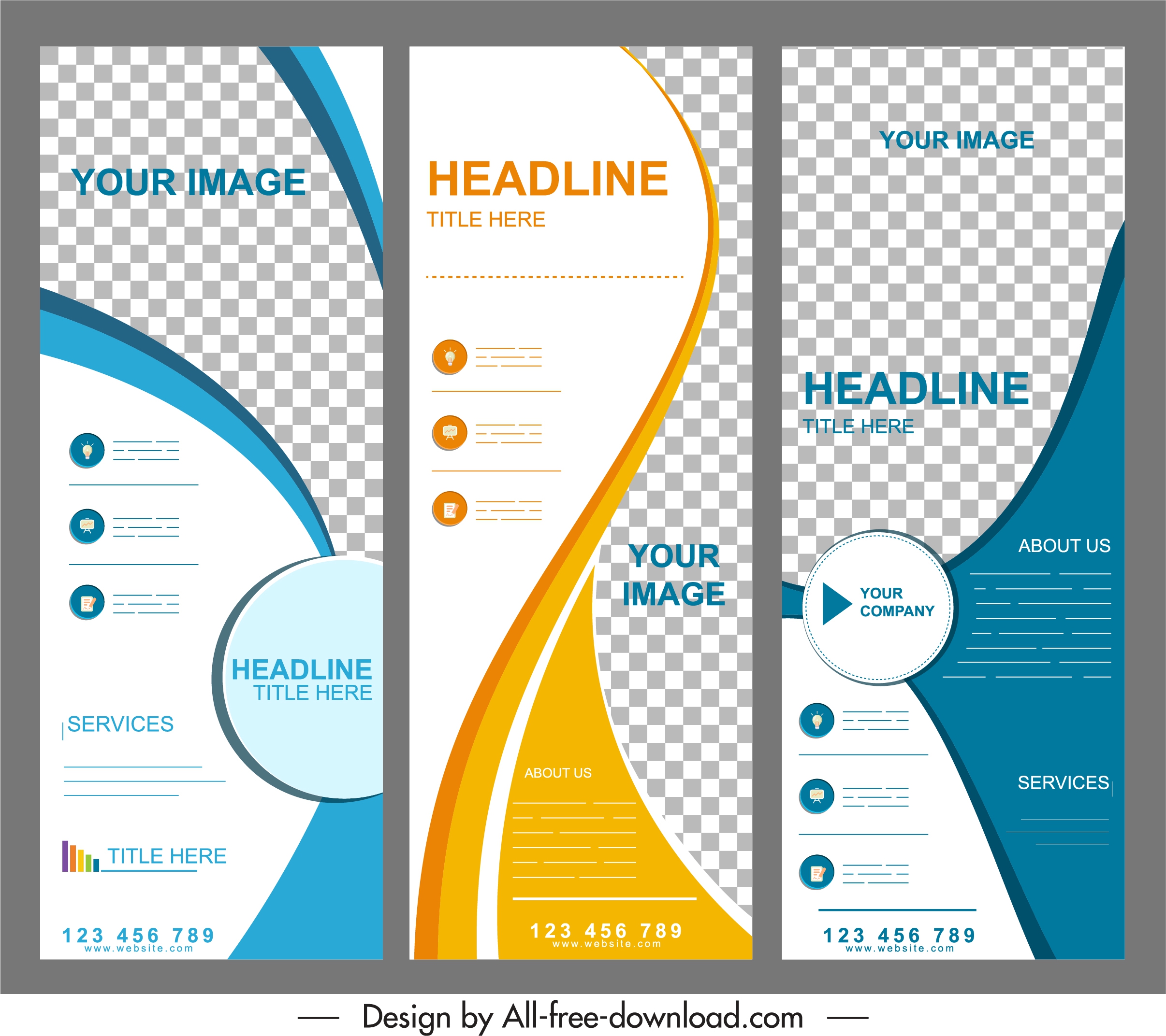 corporate brochure templates checkered curves decor vertical design