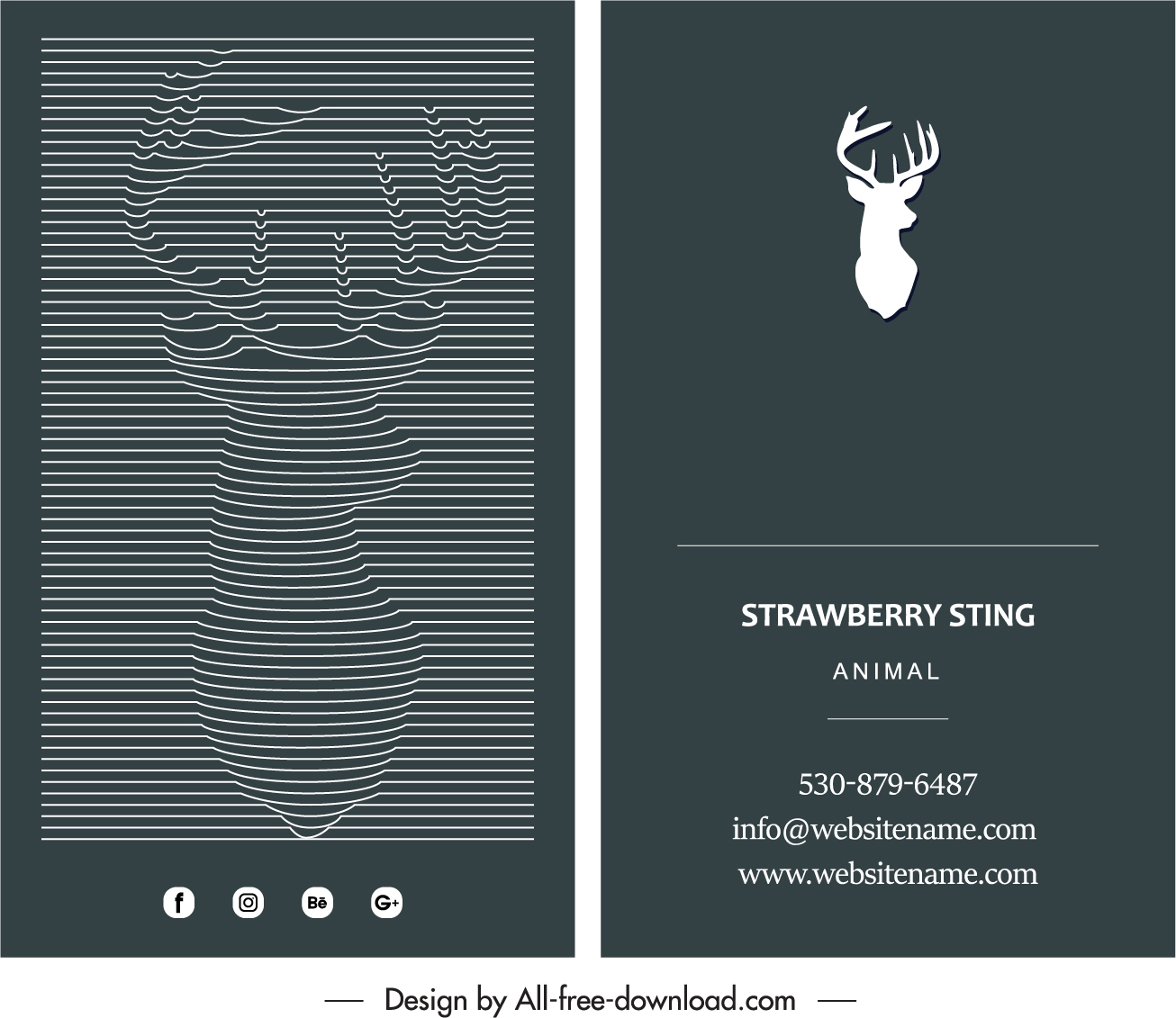 business card template reindeer icon black white decor