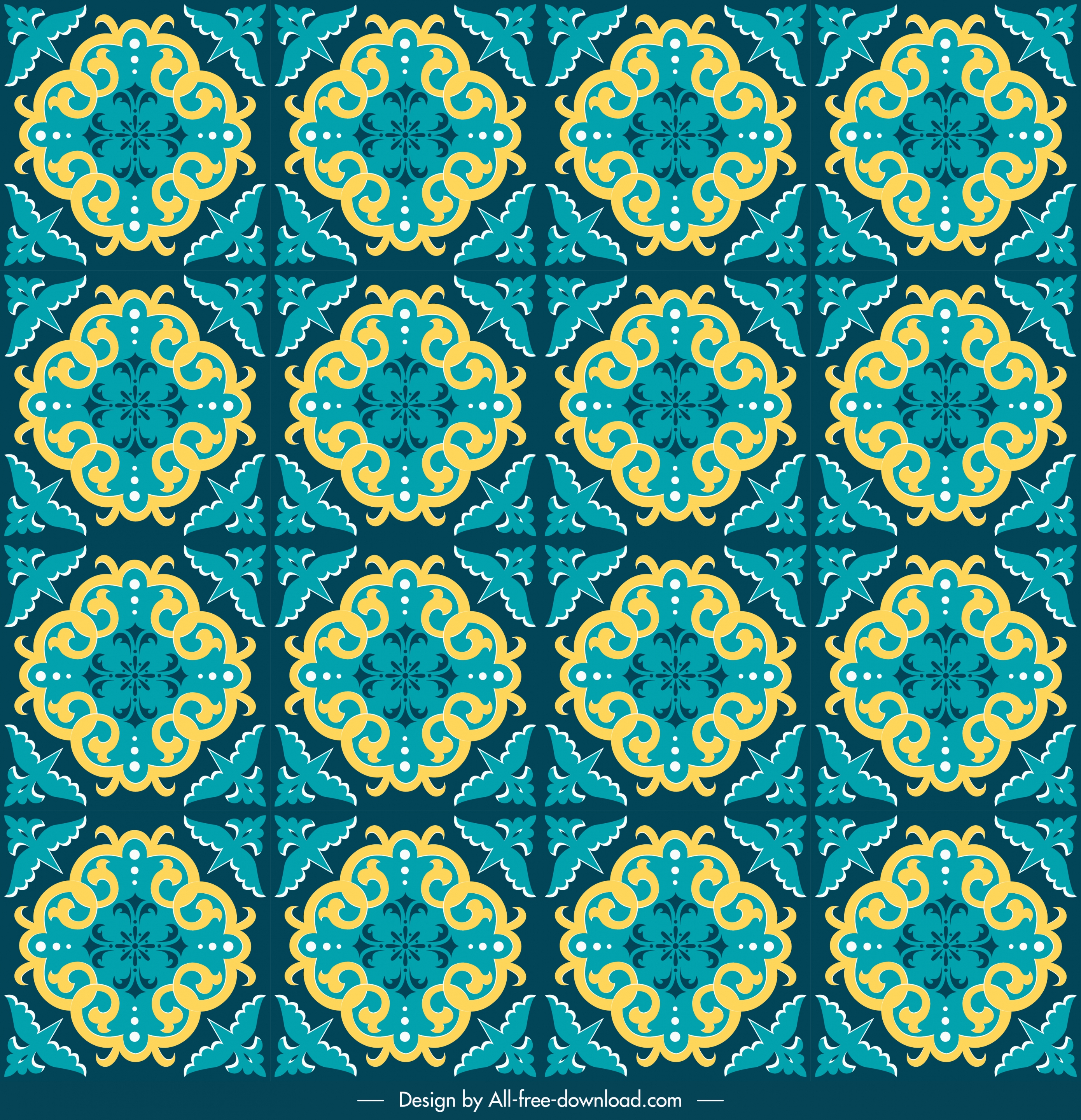 decorative pattern symmetric repeating retro petals sketch