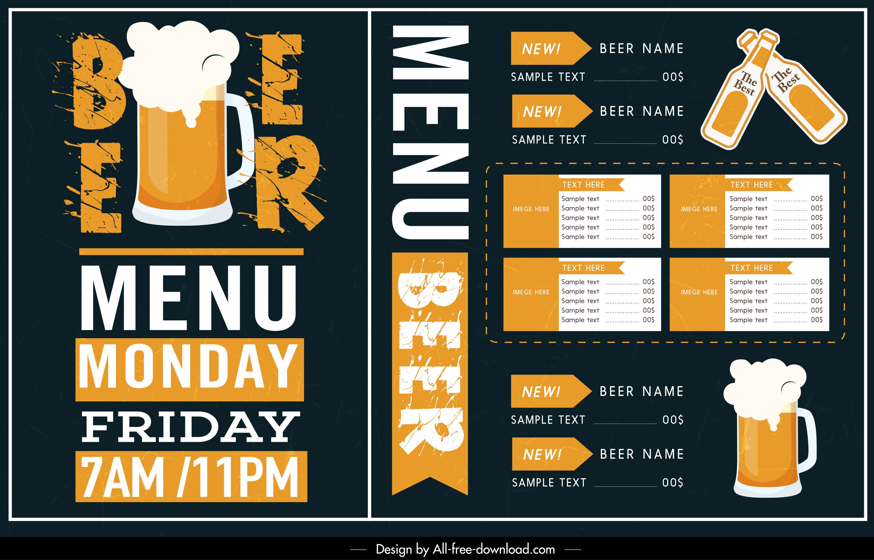 beverage menu template classical contrasted flat decor