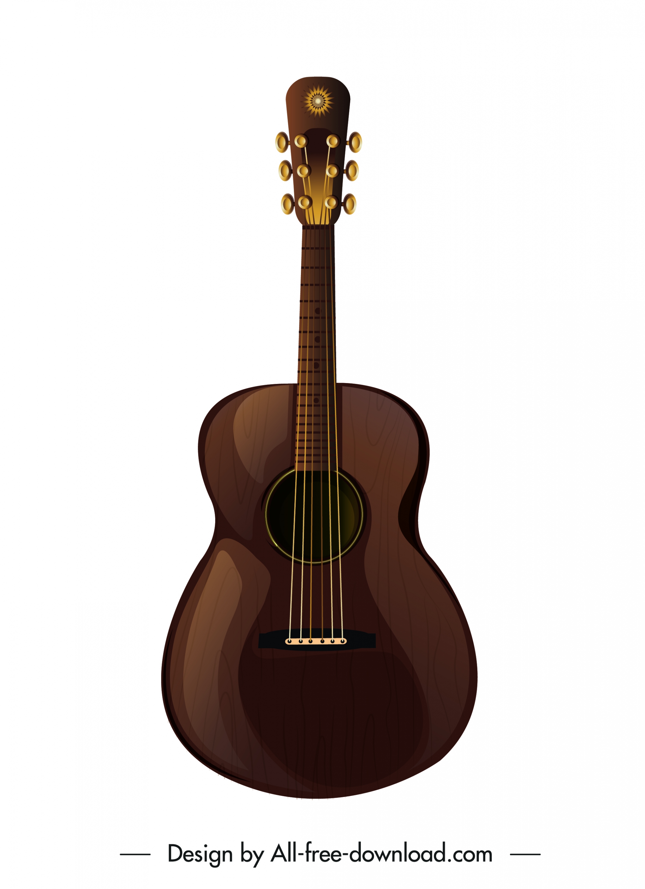 guitar icon shiny brown sketch