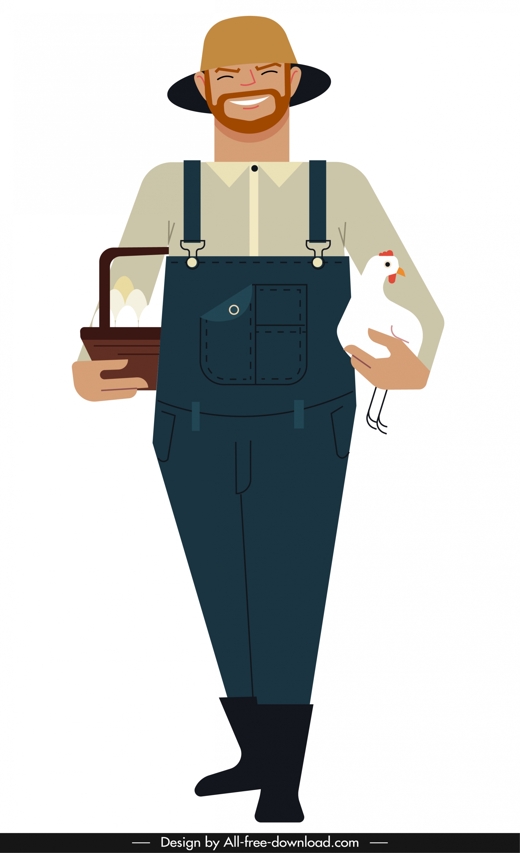 farmer job icon colored cartoon character