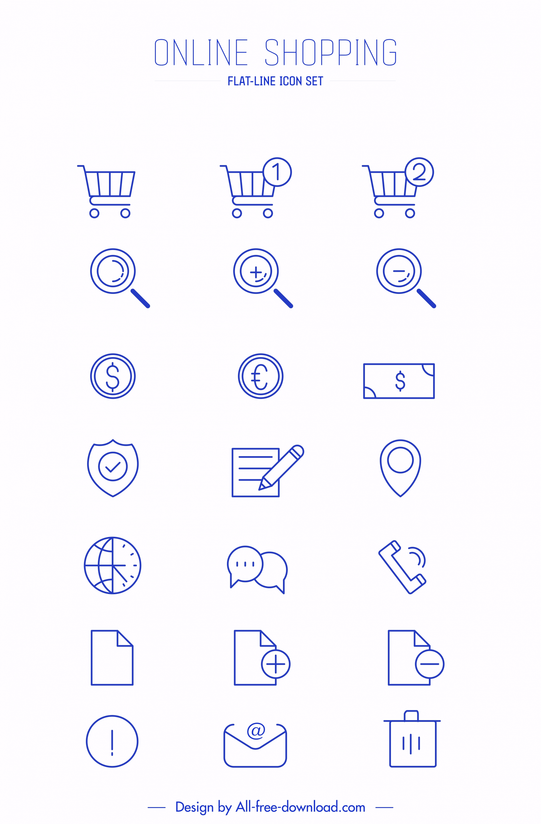 online shopping icons collection simple flat sketch