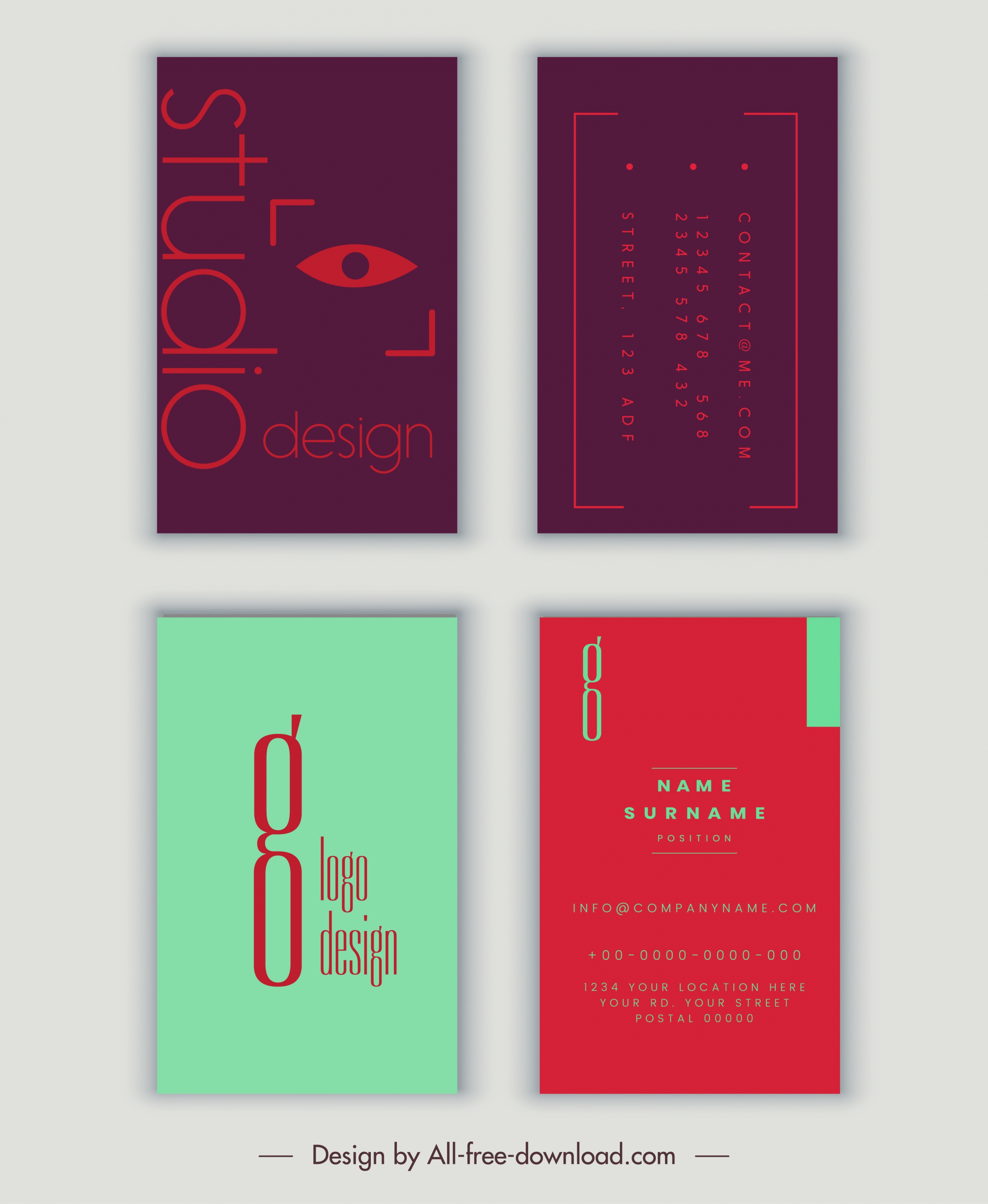 name card templates vertical modern flat plain decor