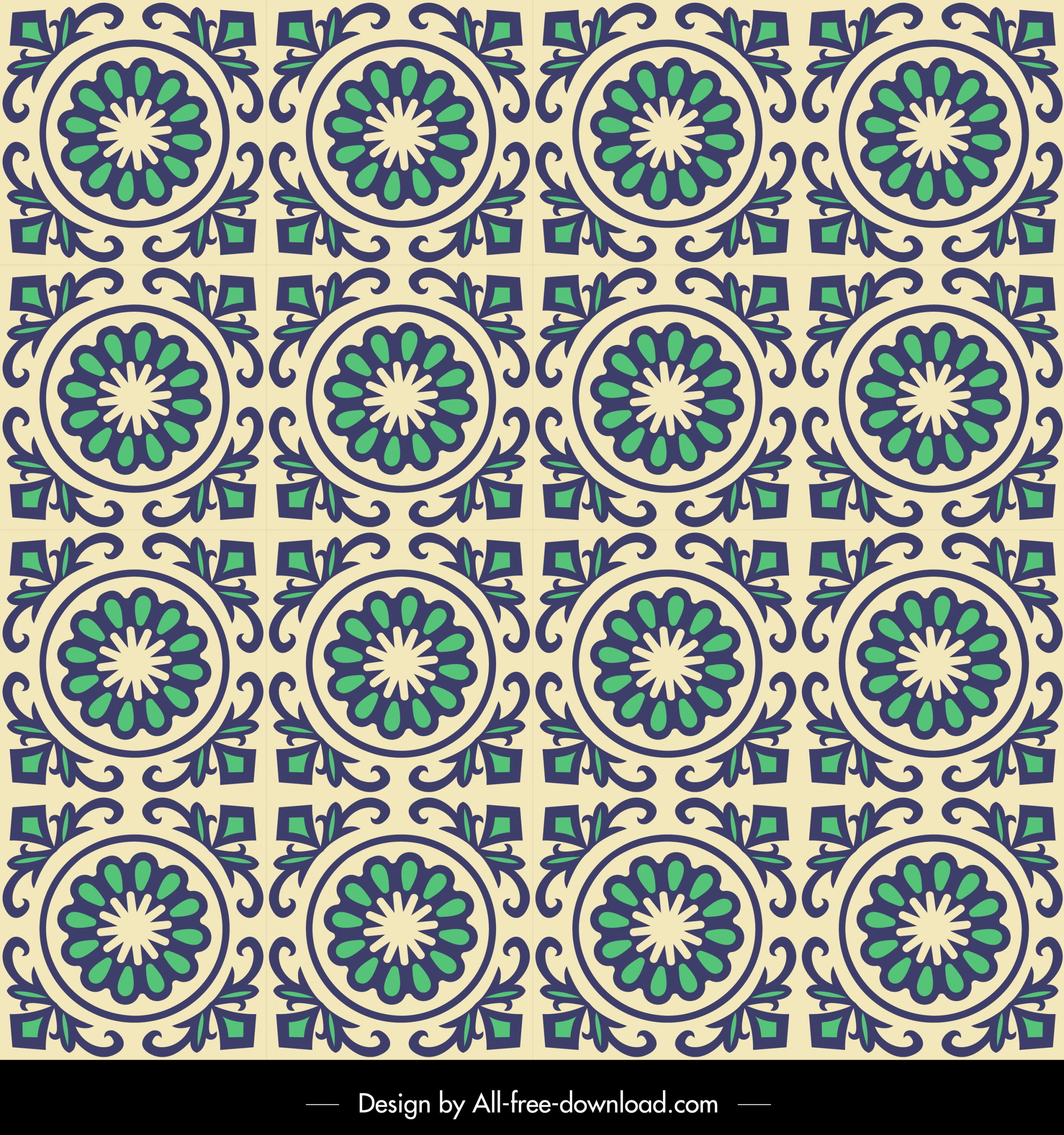 floral pattern template flat classical repeating circles design