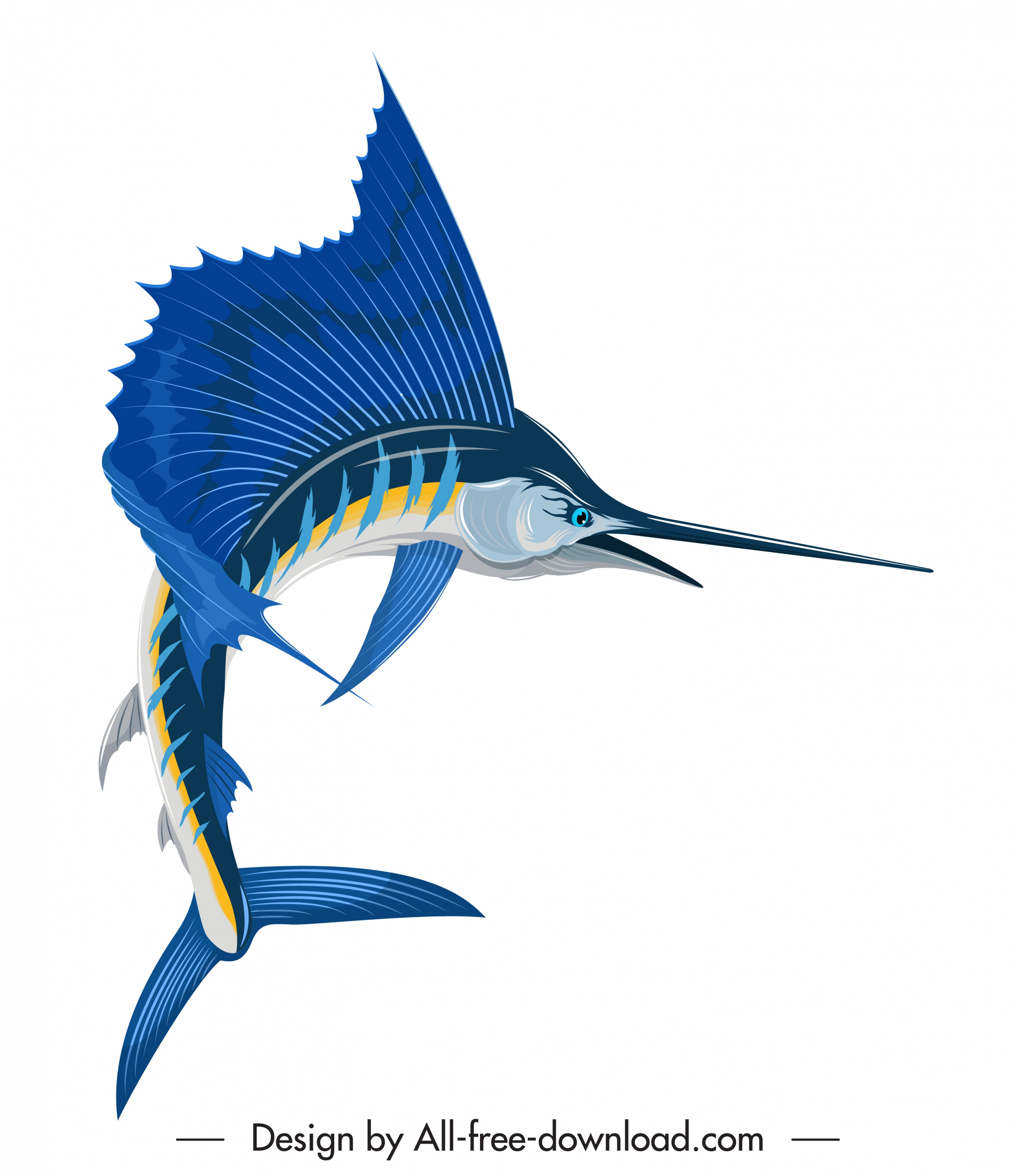 bill fish icon motion sketch colorful 3d design