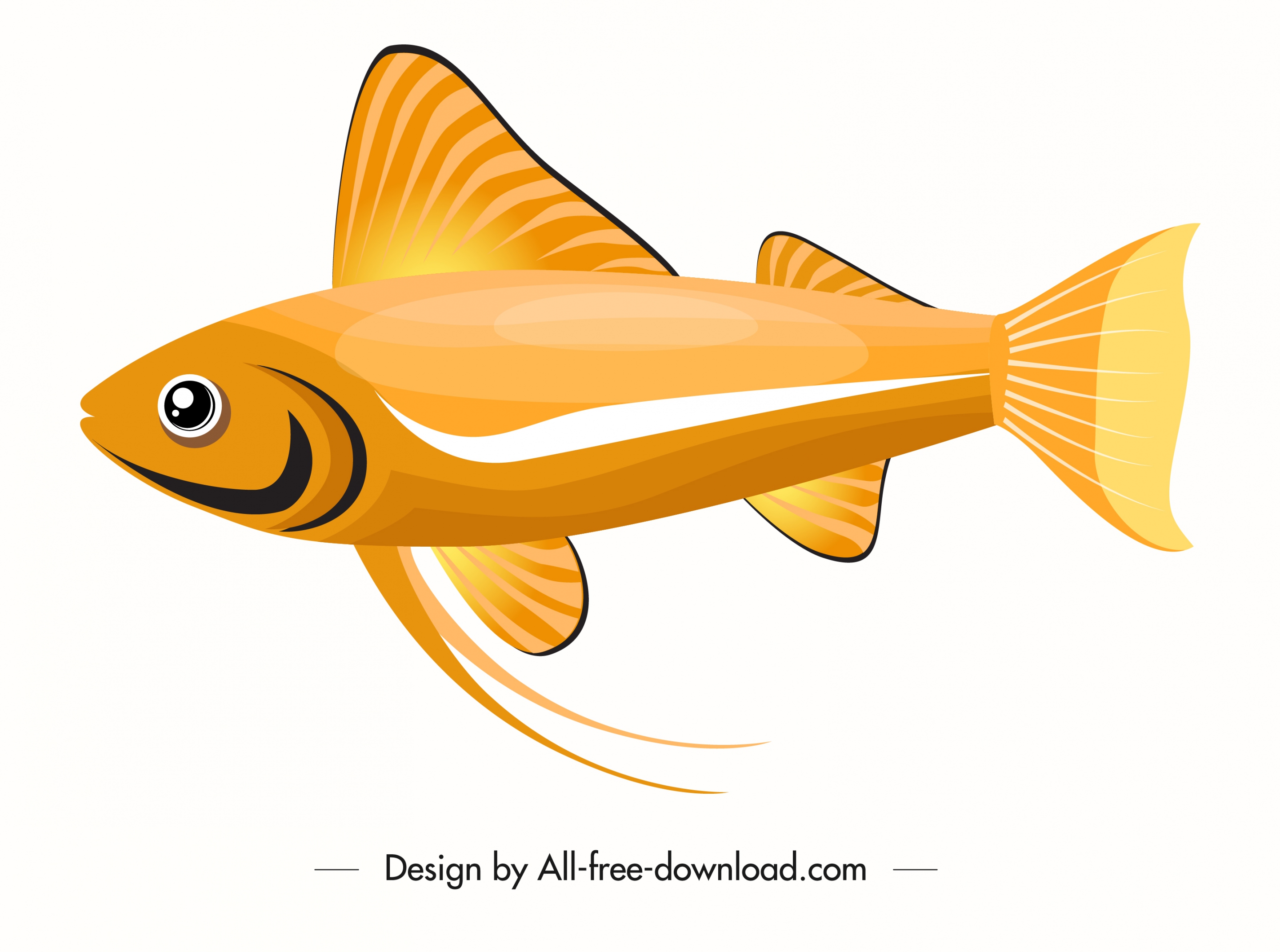 ornamental fish icon bright golden flat decor