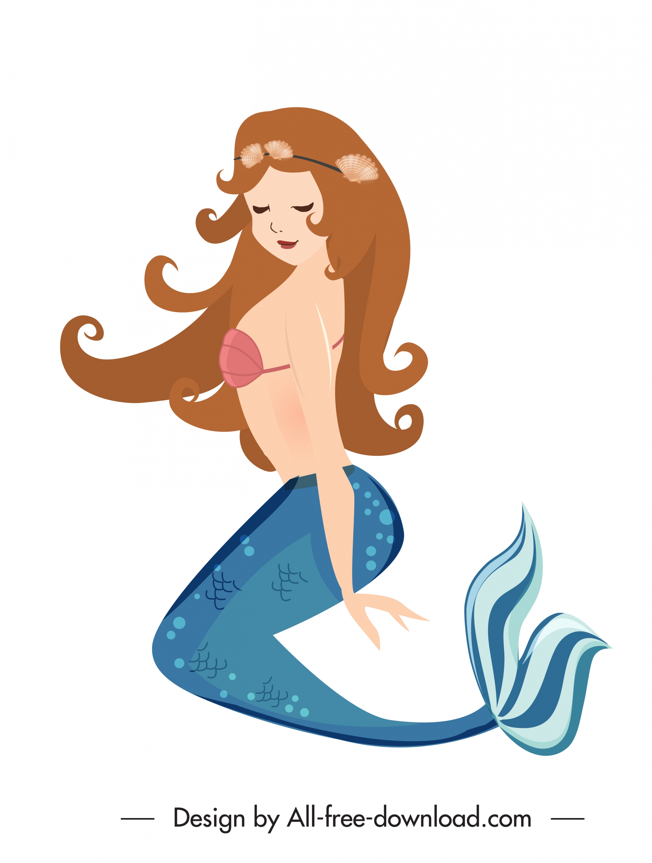 mermaid icon young attractive girl sketch cartoon character