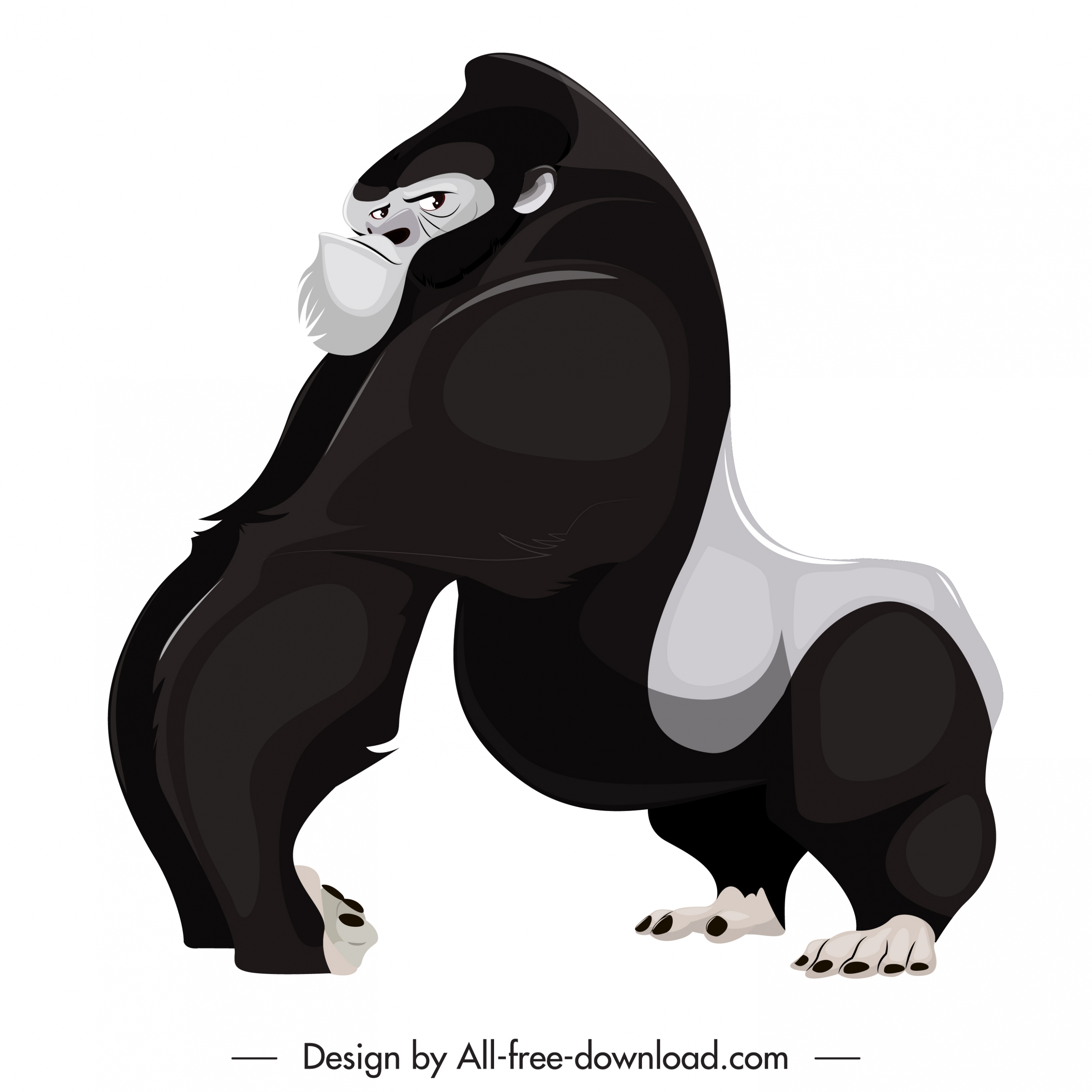 primate species icon black white cartoon gorilla sketch