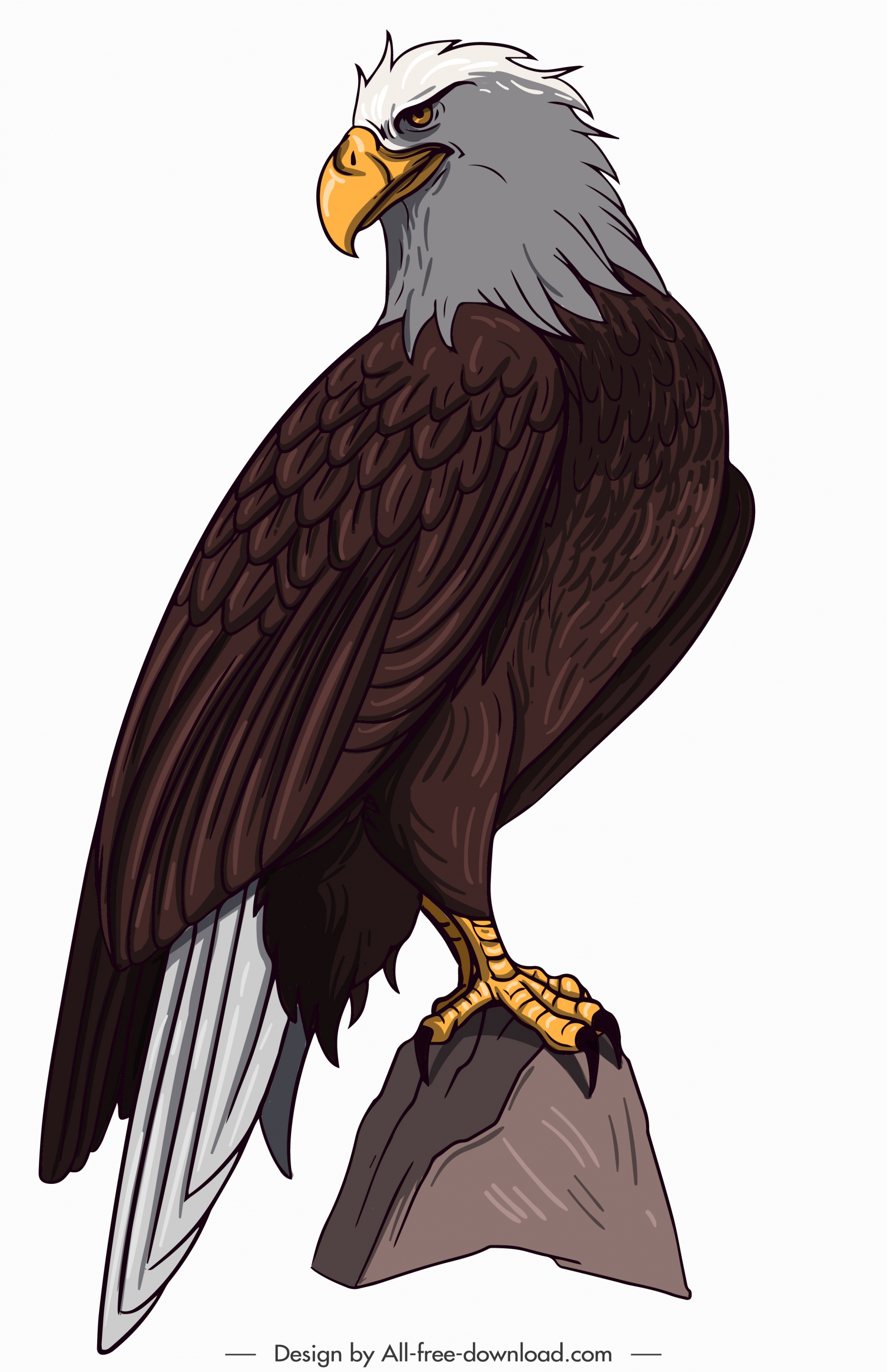 brave eagle icon perching gesture cartoon sketch