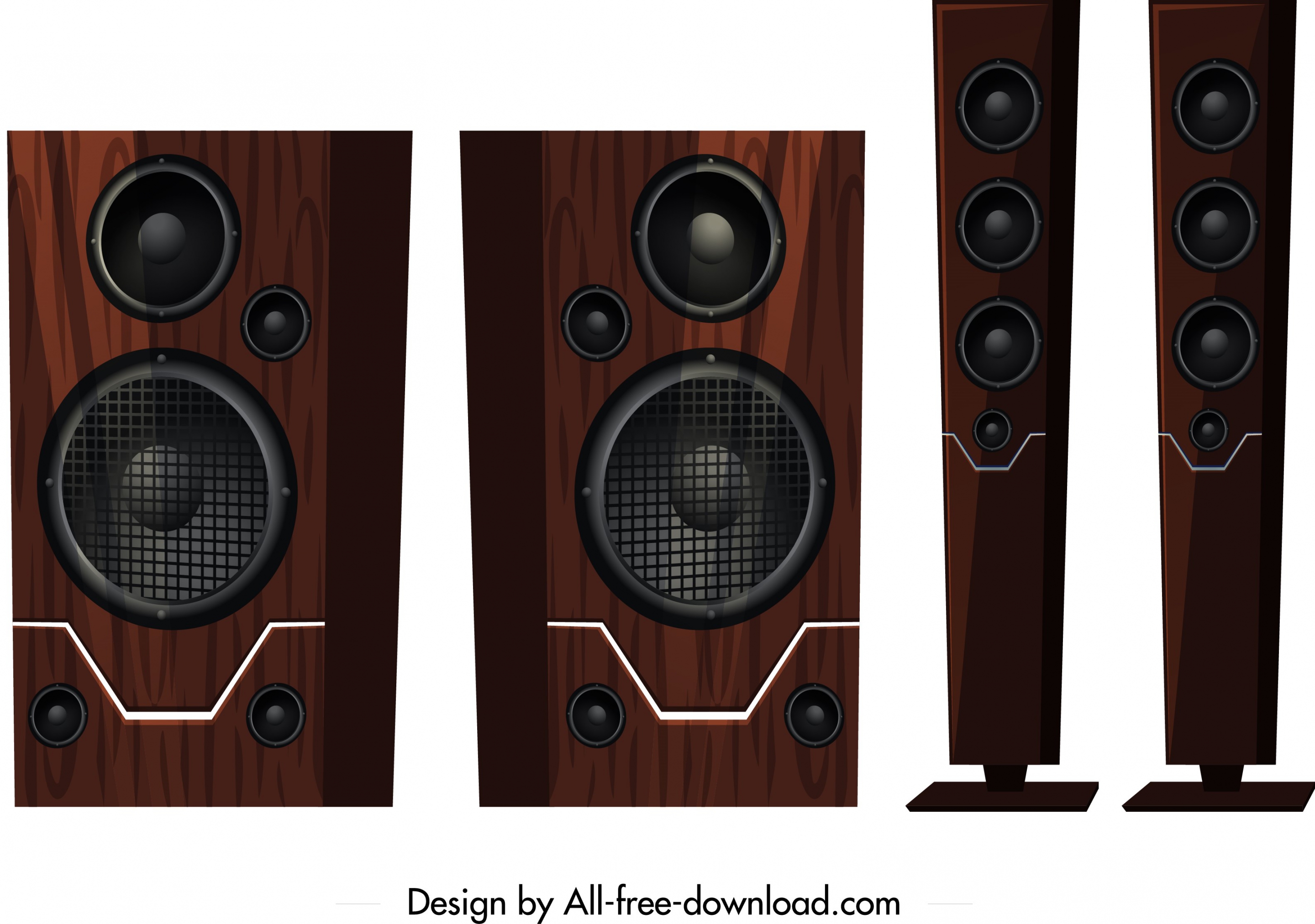 speaker icons templates elegant brown wooden realistic design