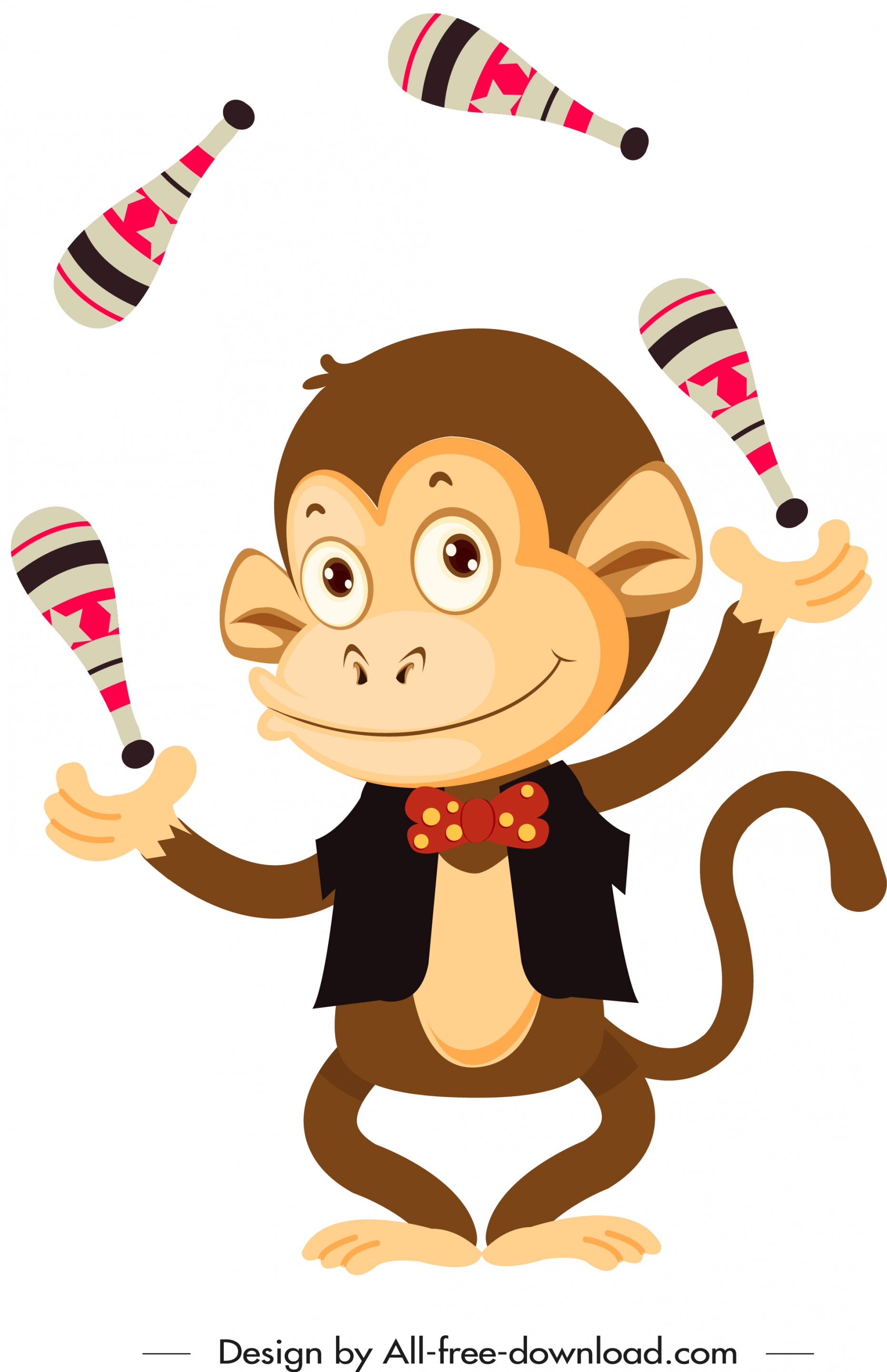 circus monkey icon cute cartoon character sketch