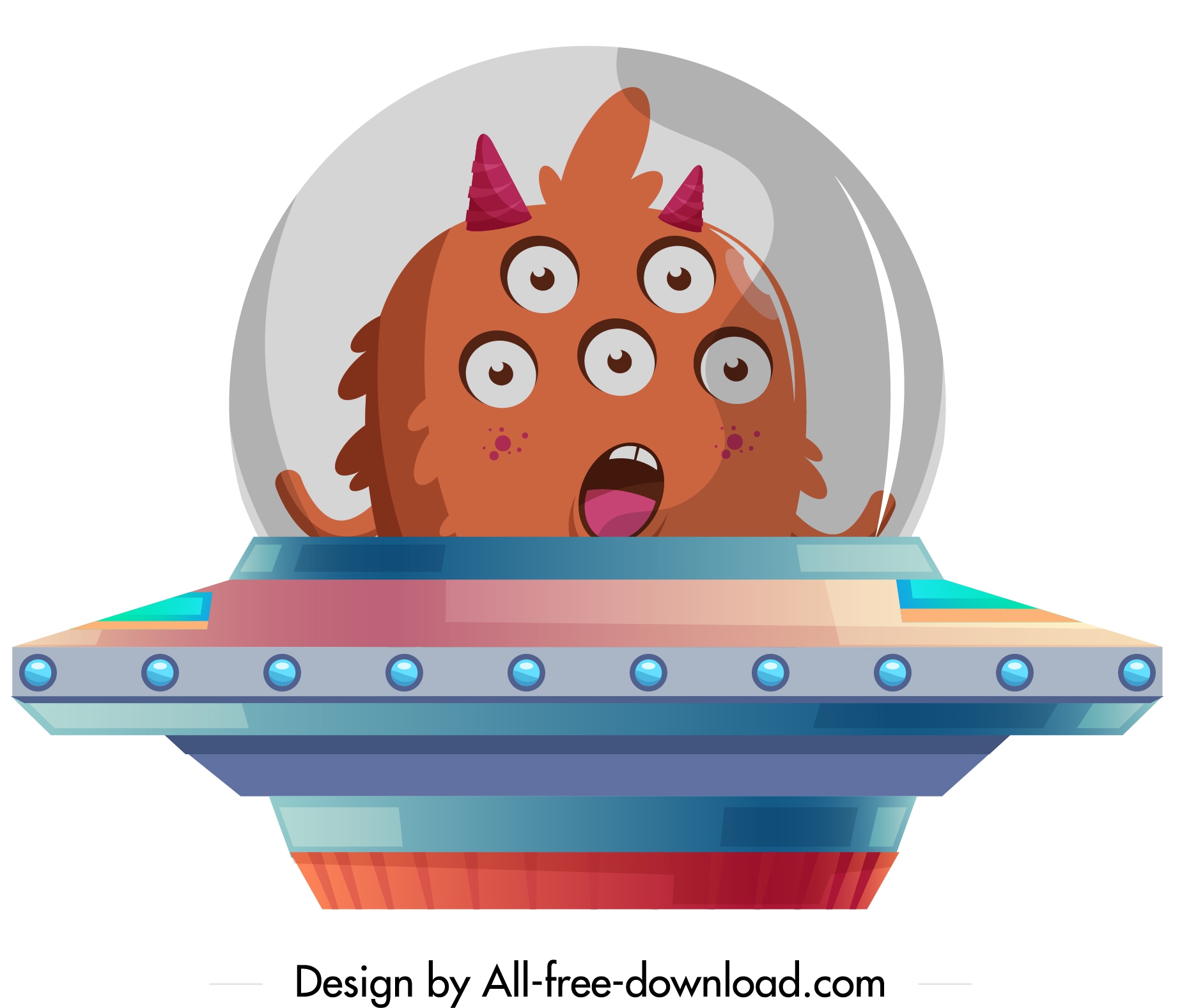 alien ufo icon colored cartoon sketch 3d design