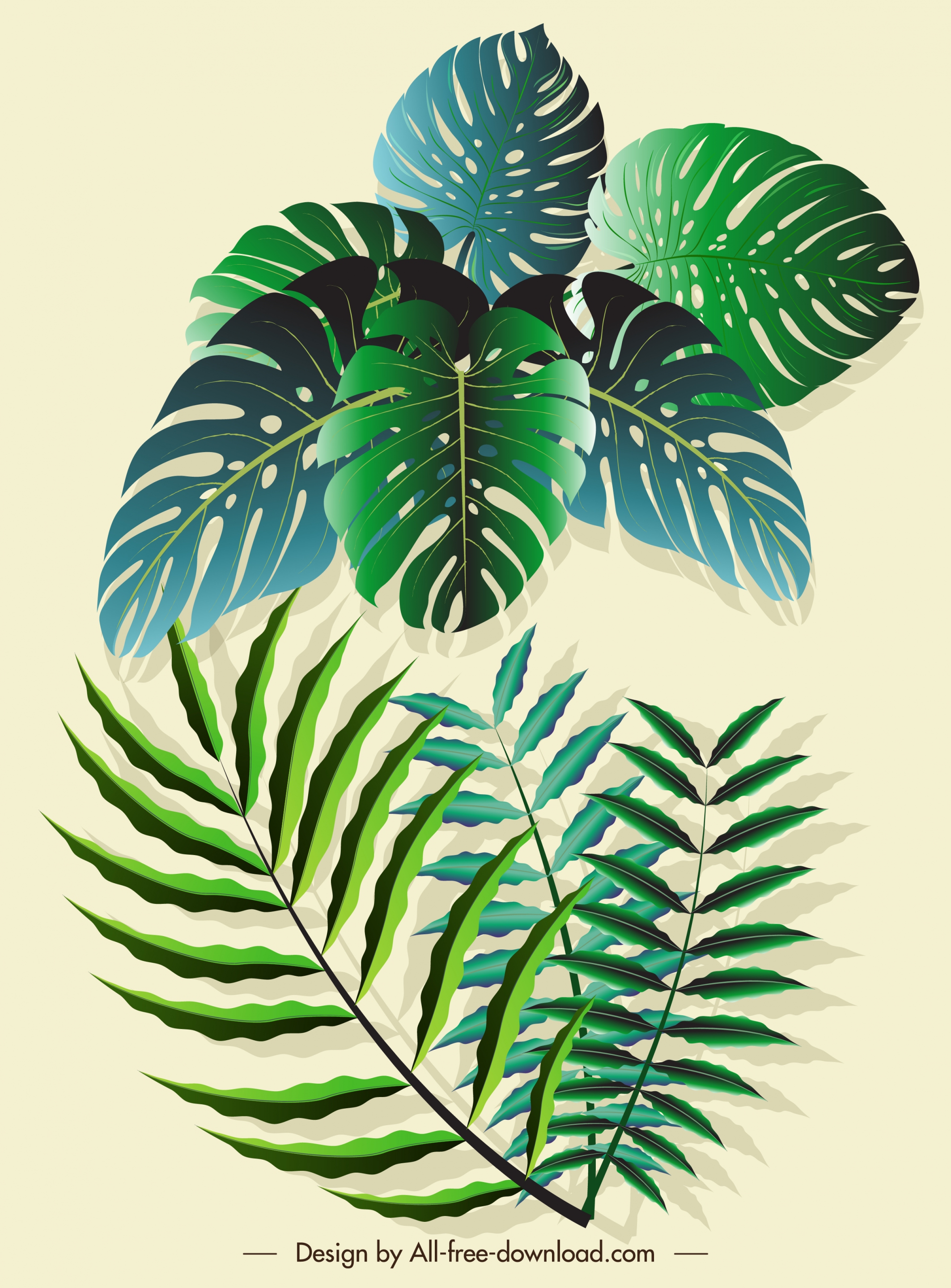 nature leaves icons shiny modern green 3d sketch