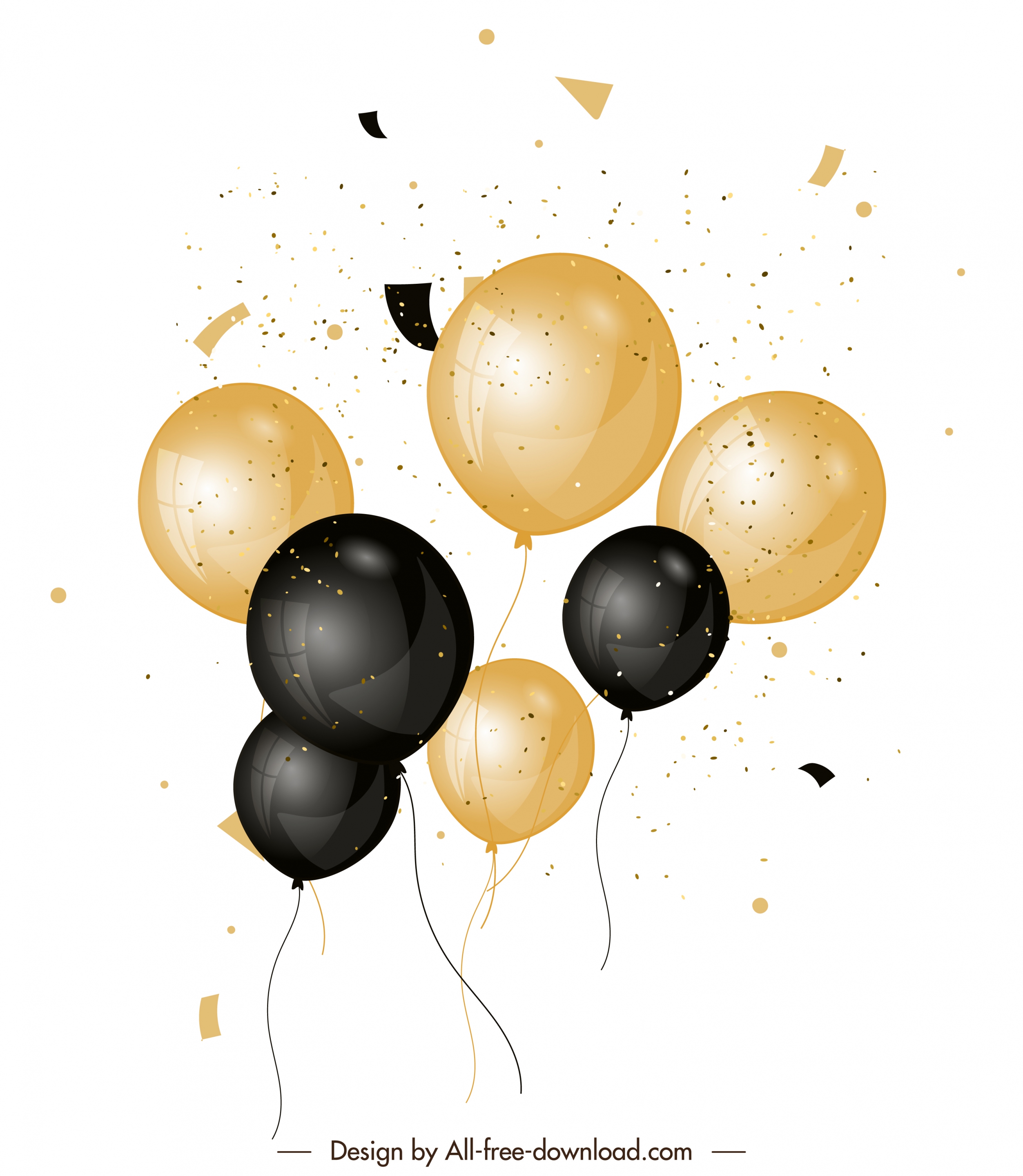 balloons background shiny black yellow design