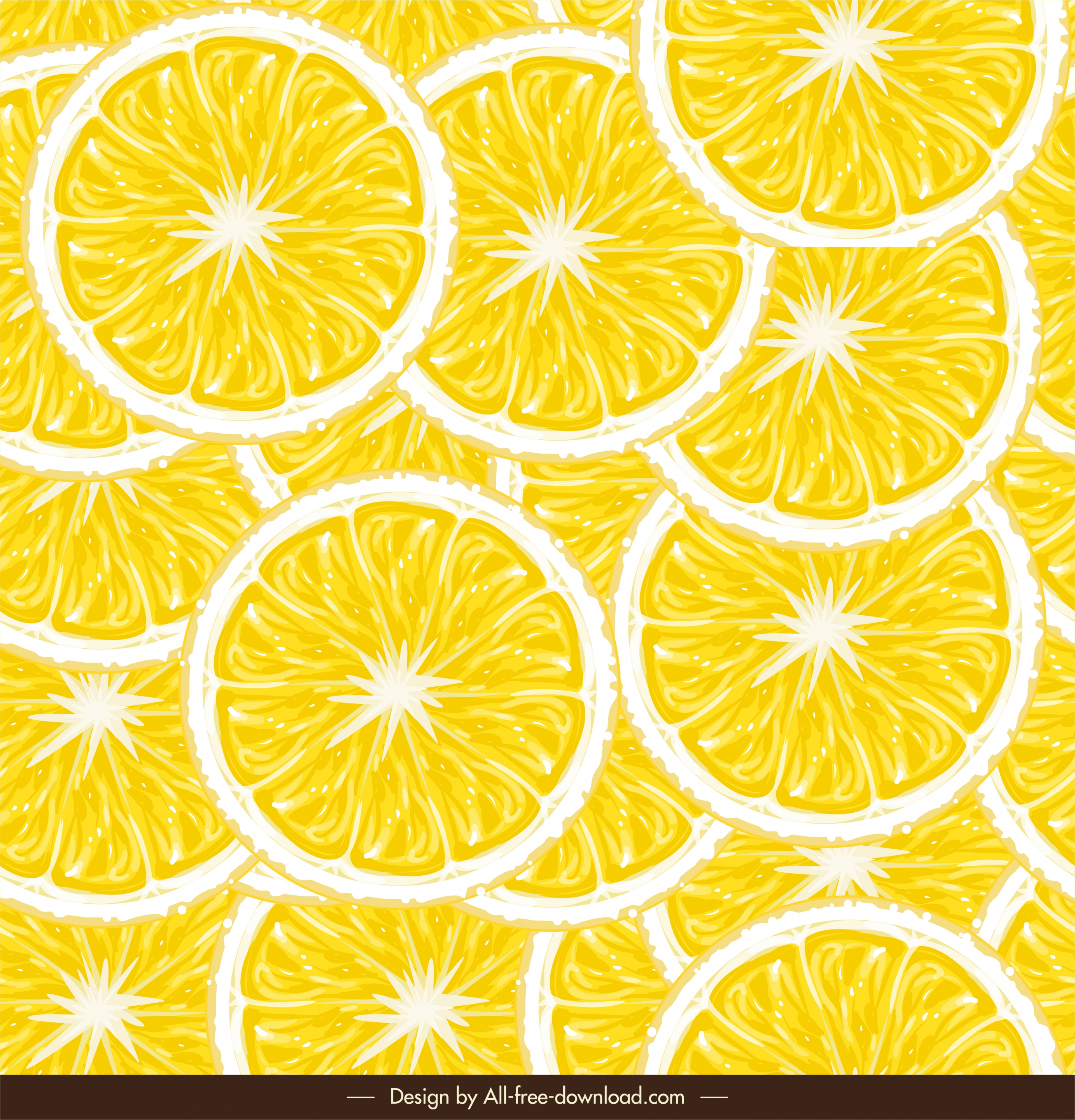 lemon slices pattern bright yellow flat circles decor