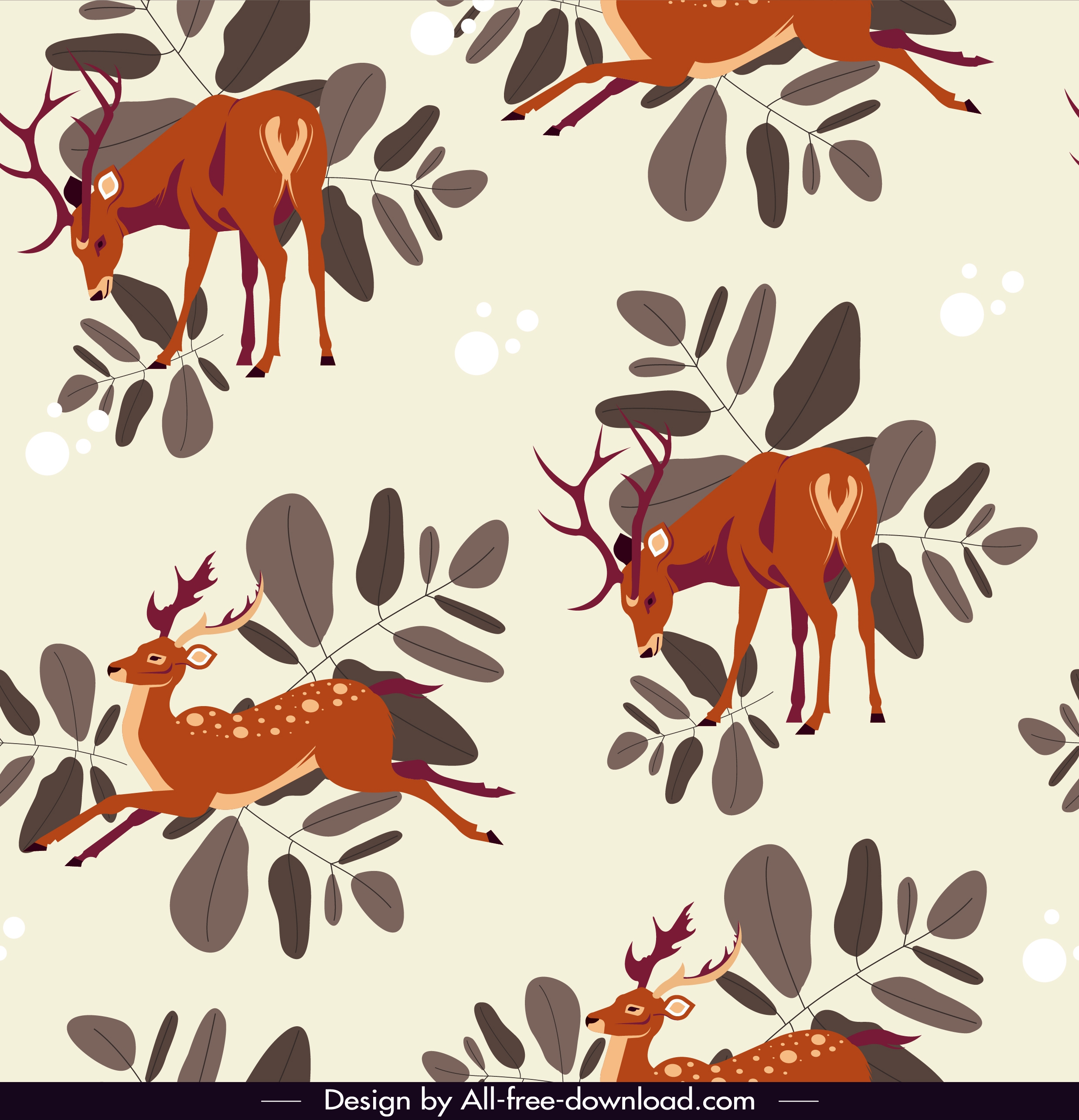 reindeer pattern template classical colored design cartoon sketch