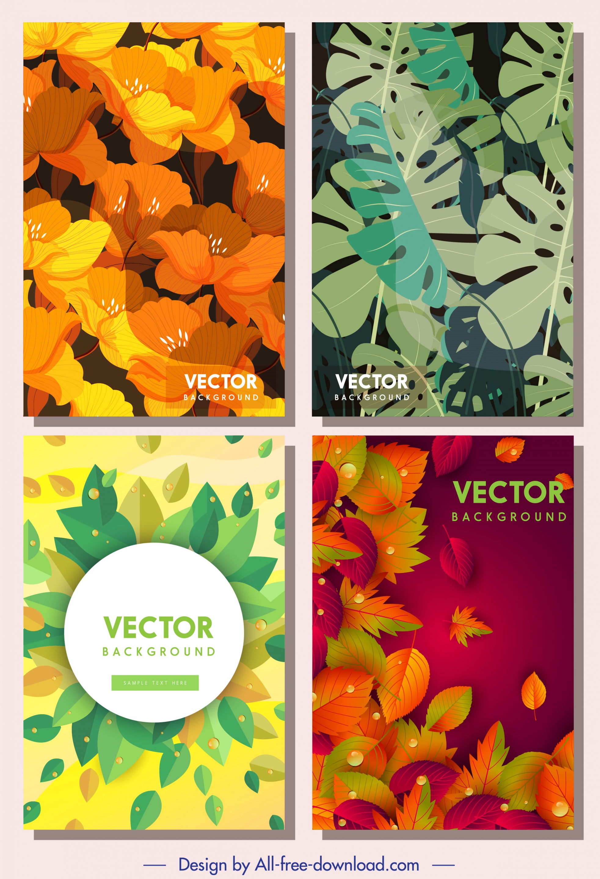 nature background templates colorful flower leaves decor