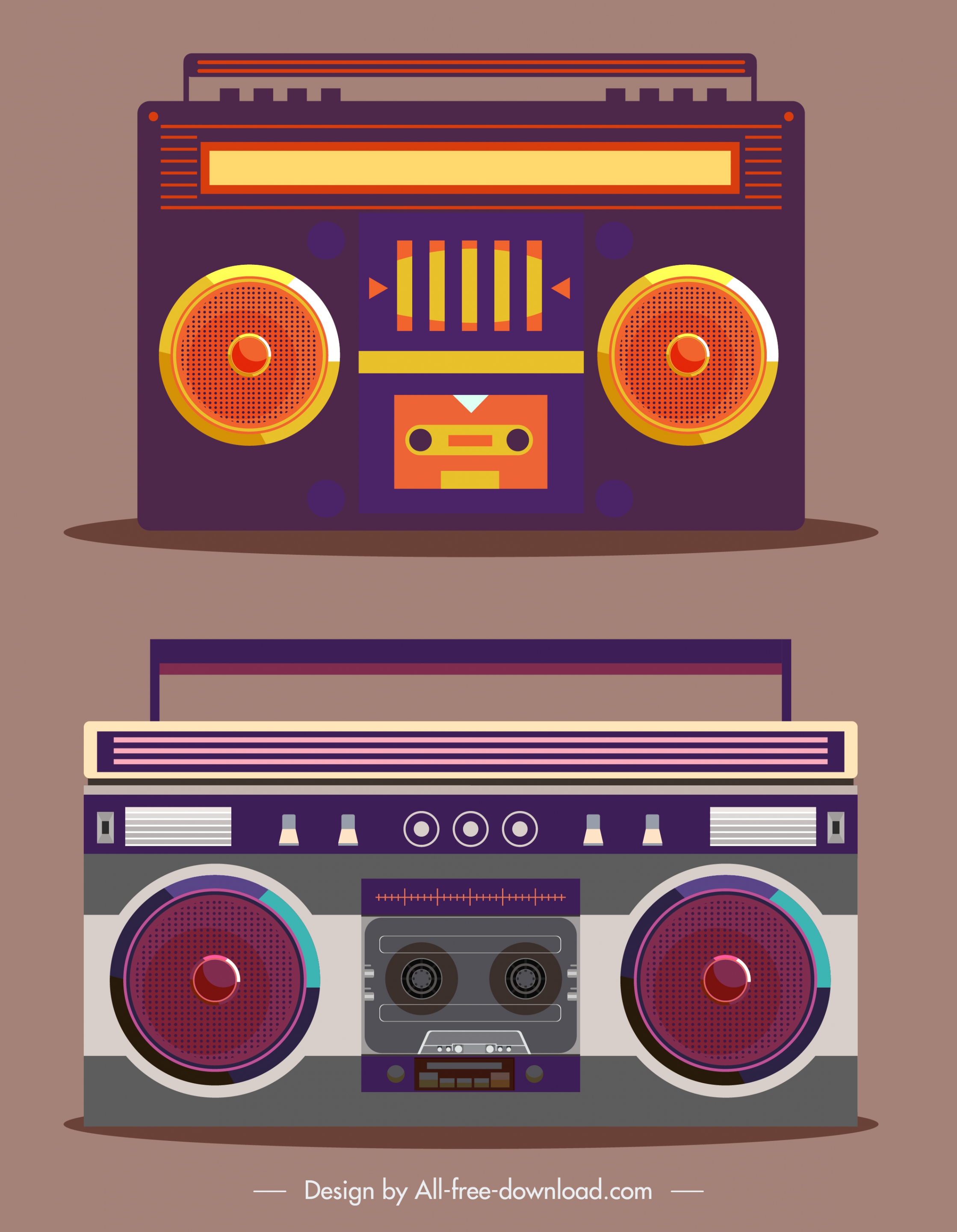 radio model icons classical dark flat design