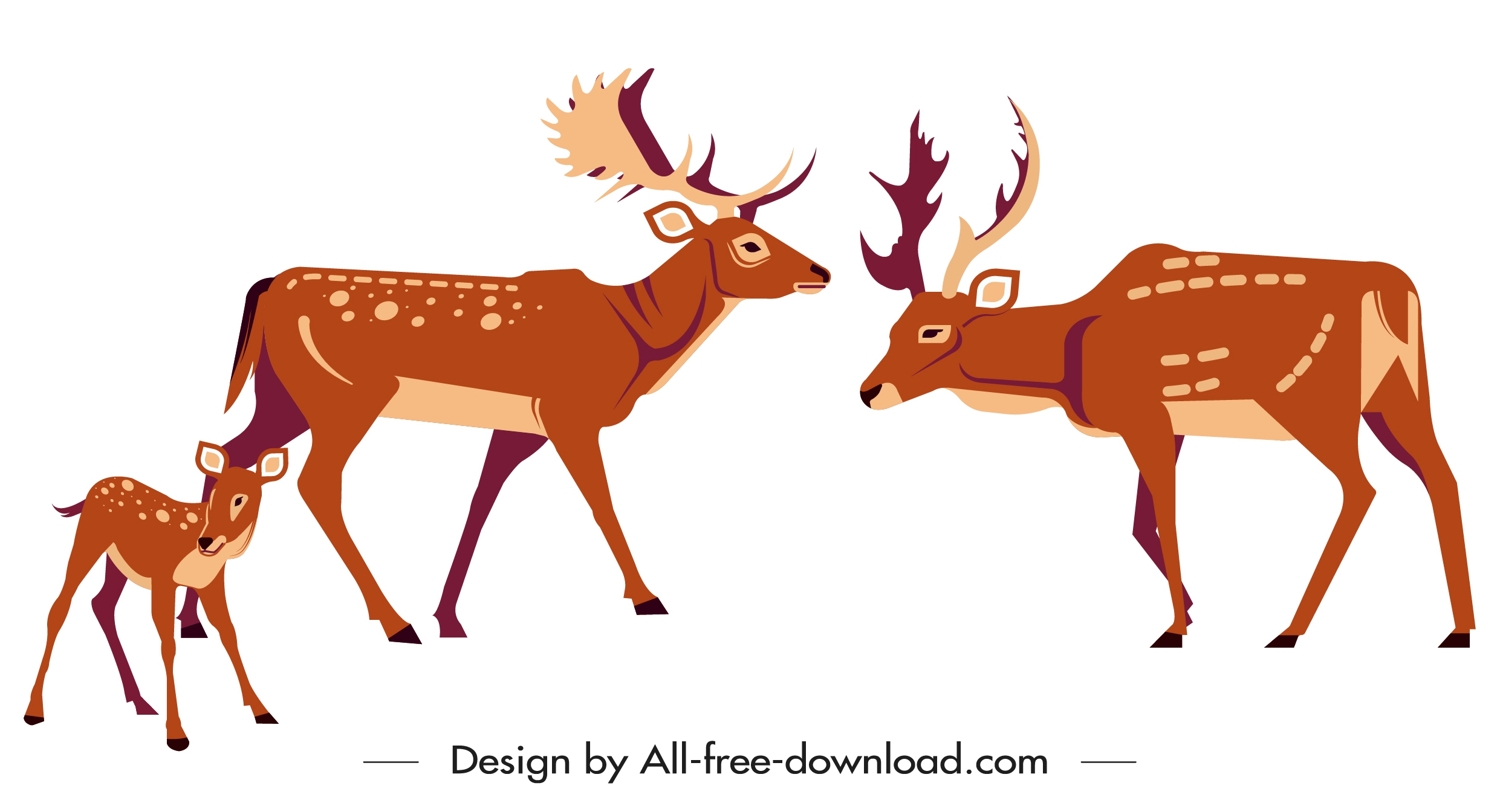 reindeer species painting colored cartoon sketch