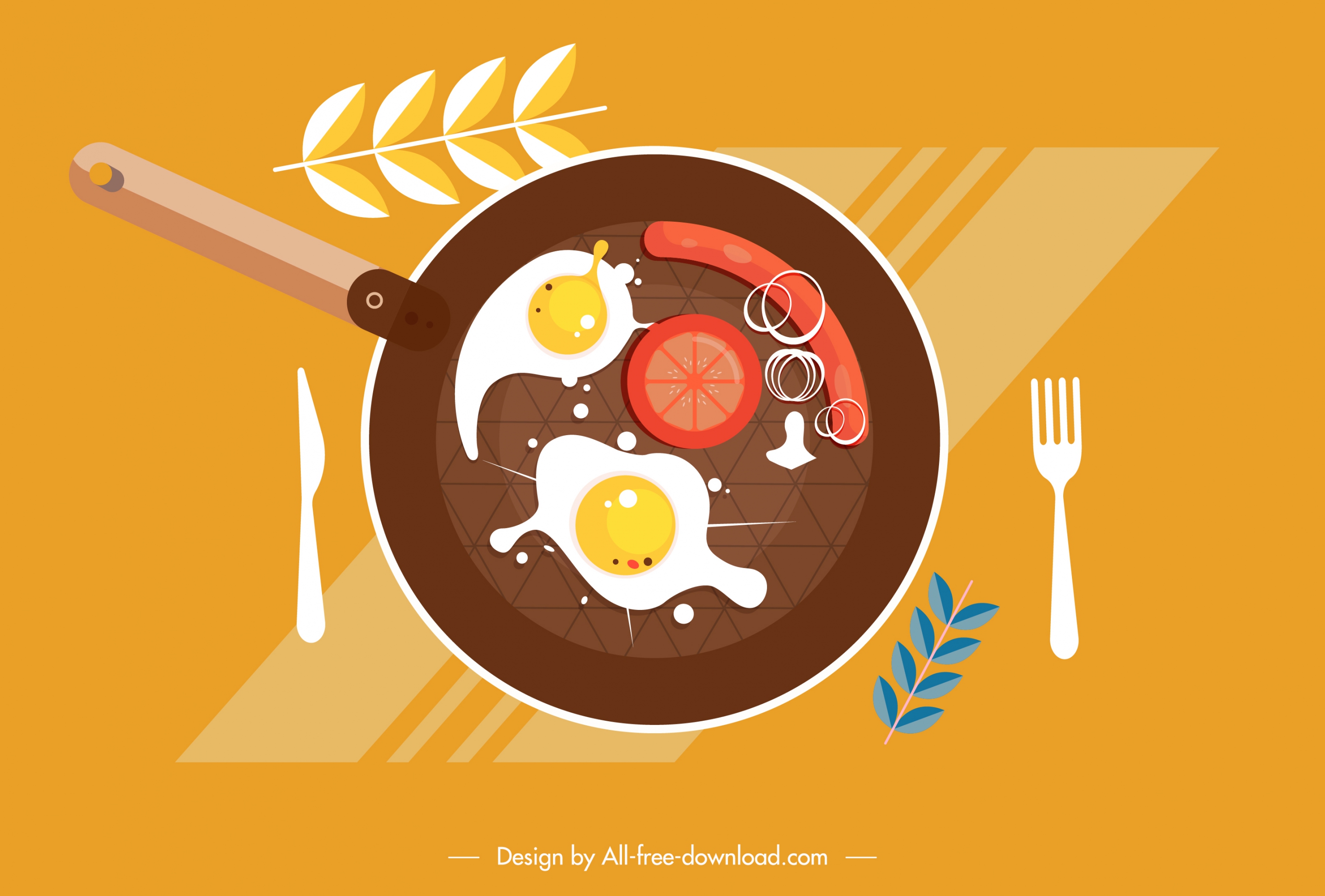 breakfast preparation painting pan food icons flat design