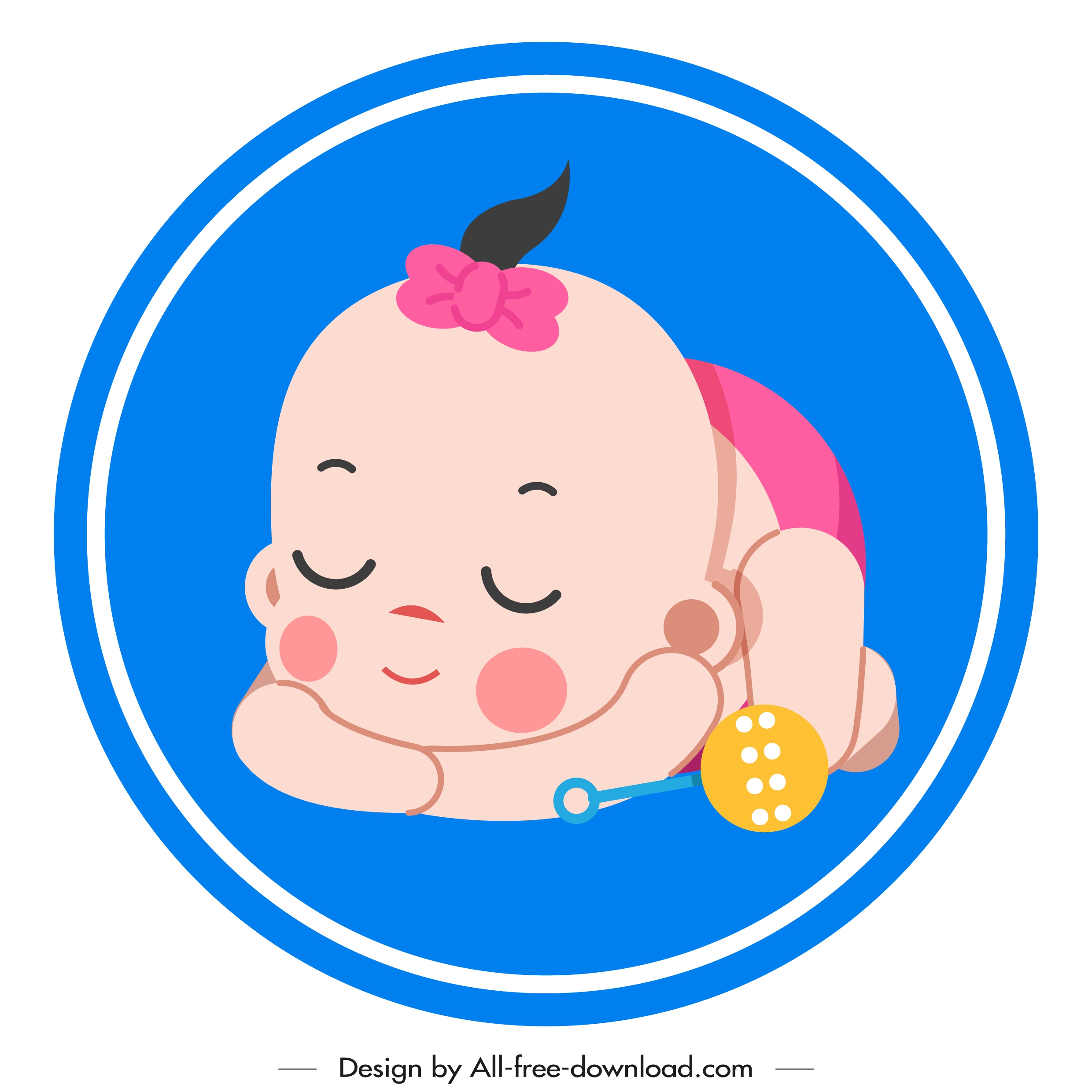 infant baby icon sleeping gesture colored cartoon sketch