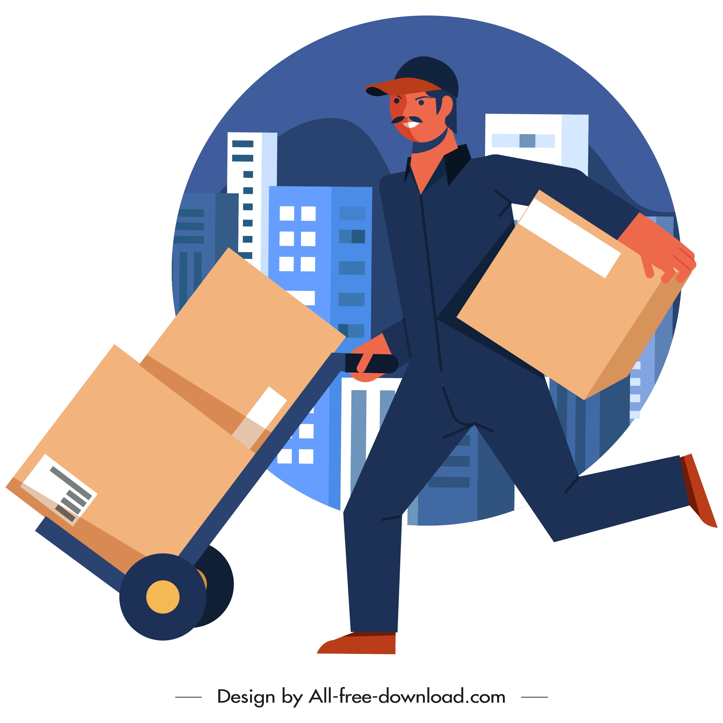 shipper work icon man transporting goods sketch