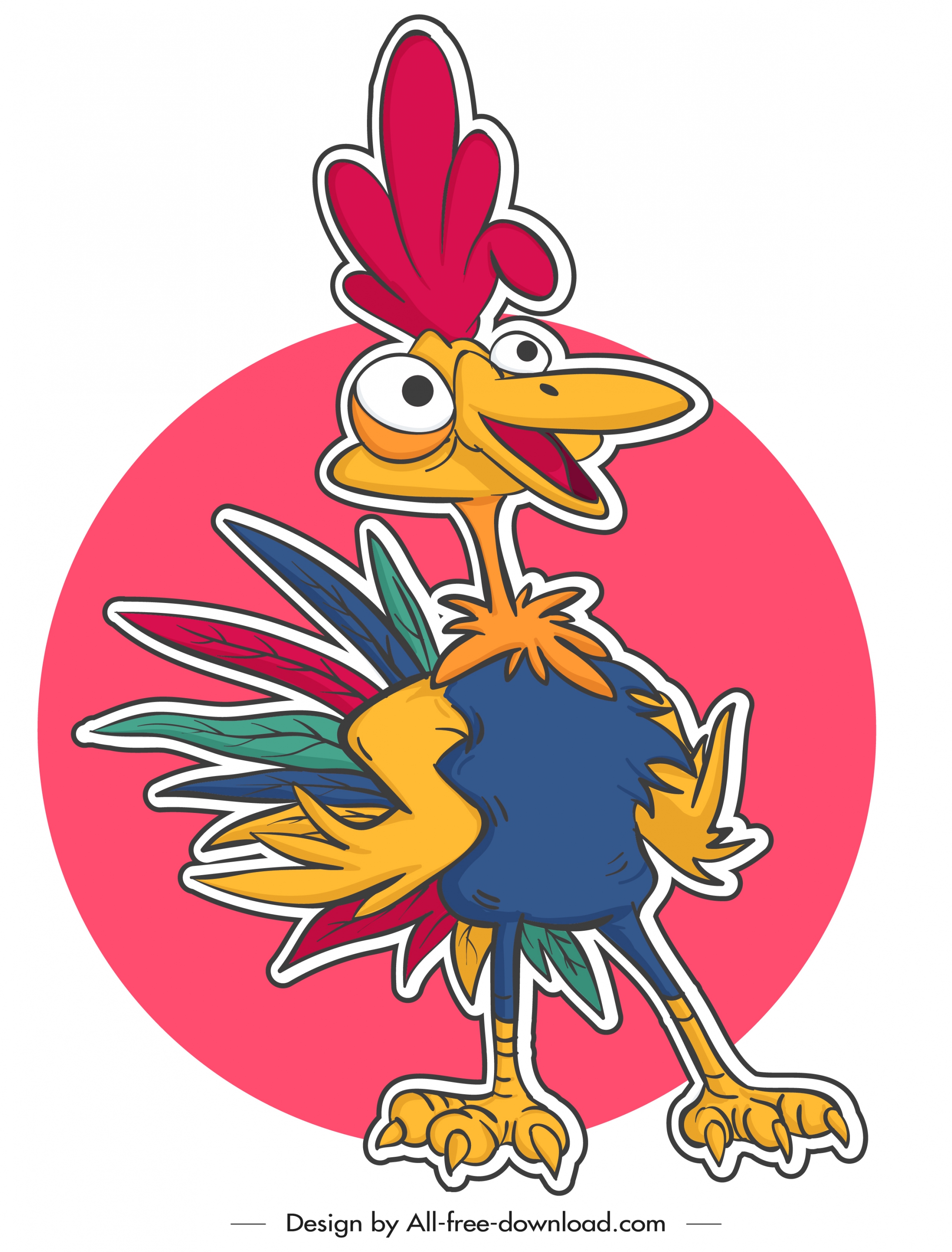 chicken icon sticker template colorful cartoon character design