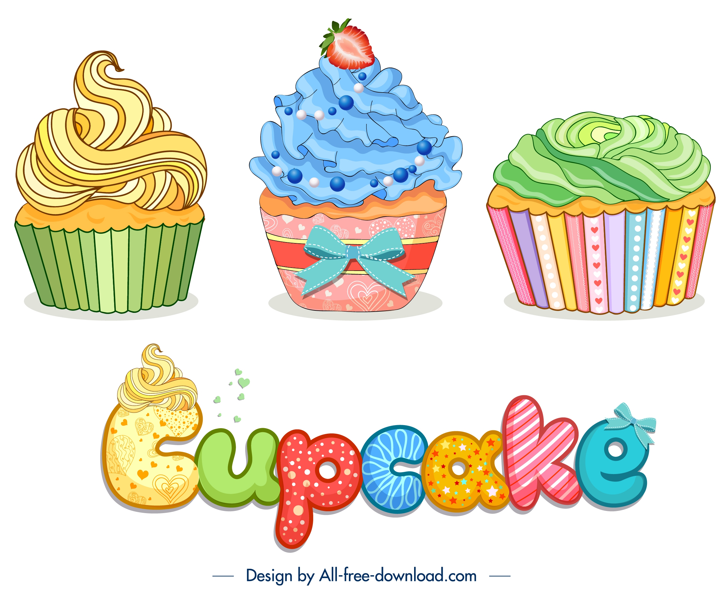 cupcake advertising banner colorful elegant decor