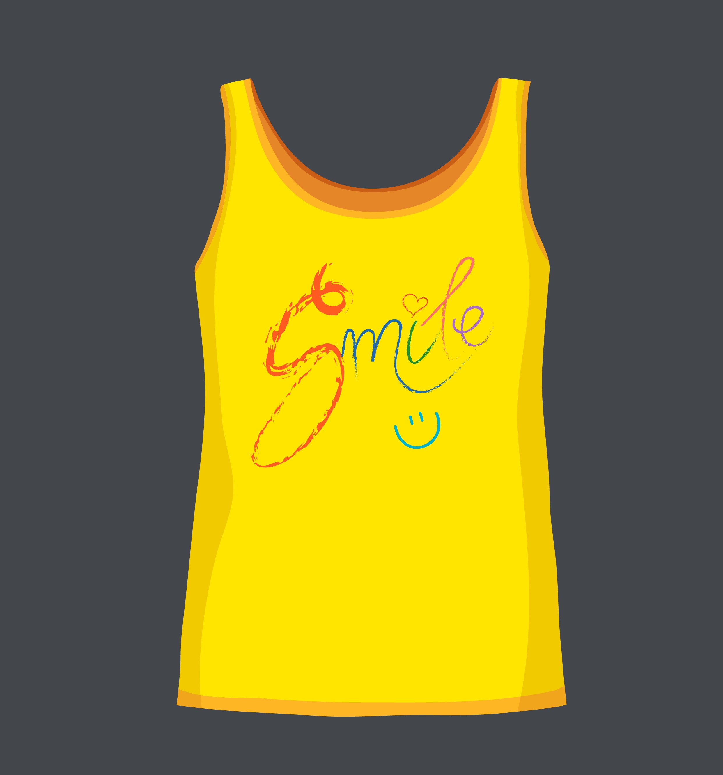 yellow short tshirt template smile icon text decor