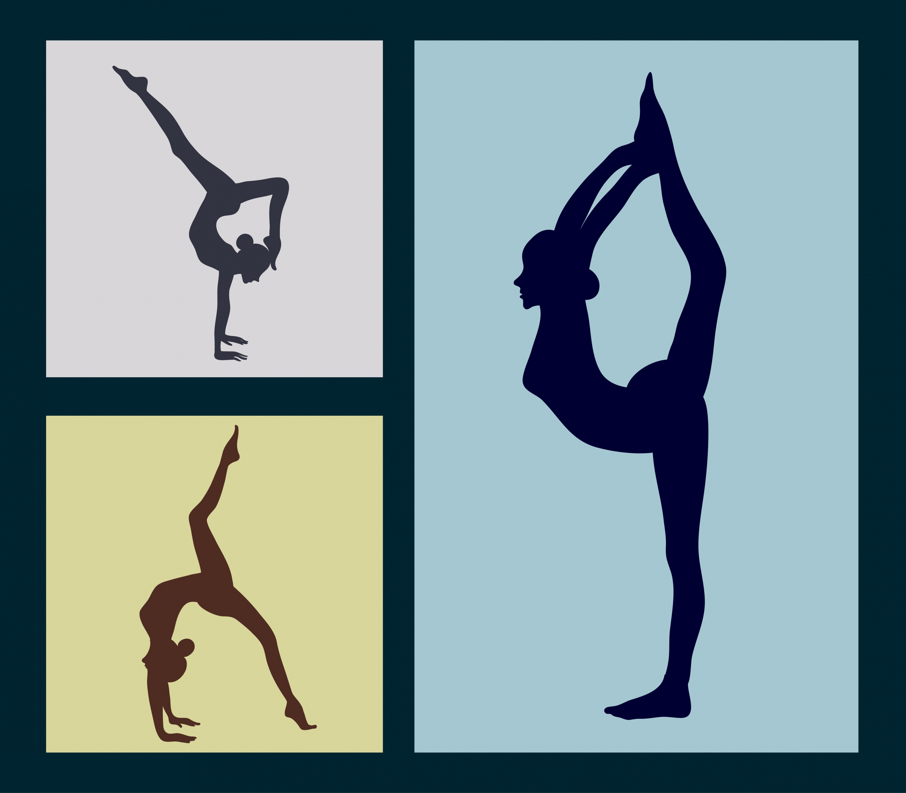 female yoga icons flat silhouettes isolation