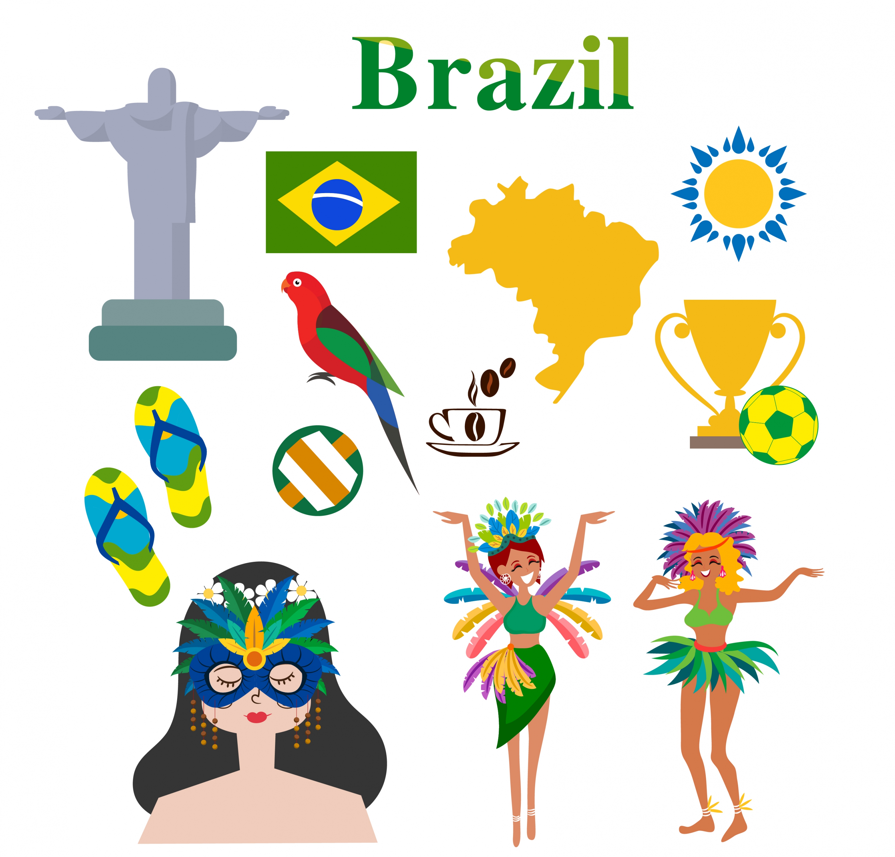 brazil design elements colorful symbols icons