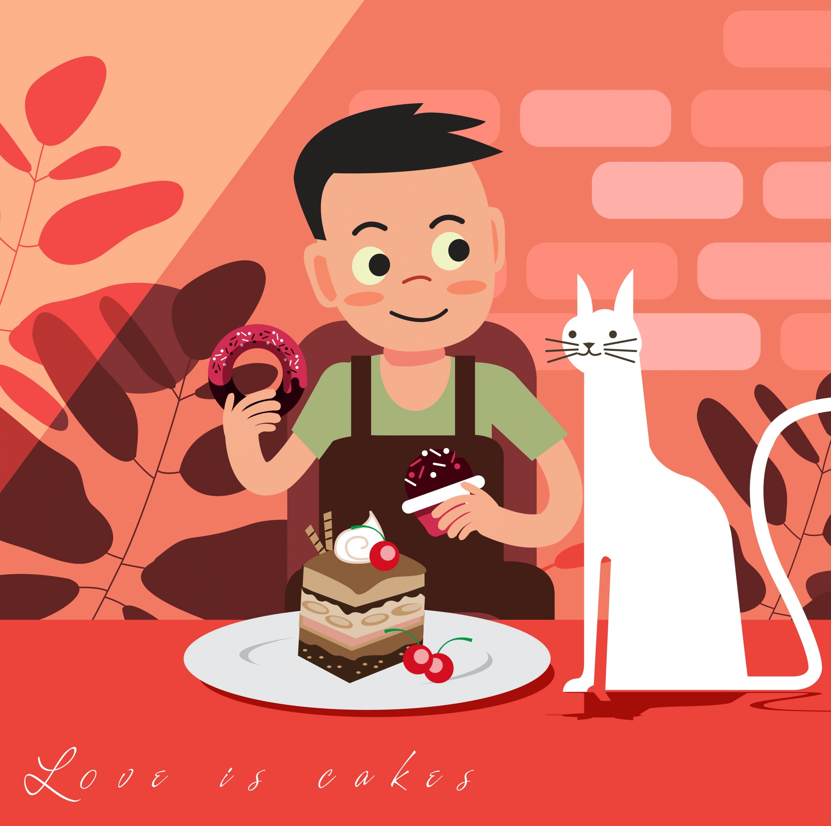 childhood painting boy eating cake icon cartoon character