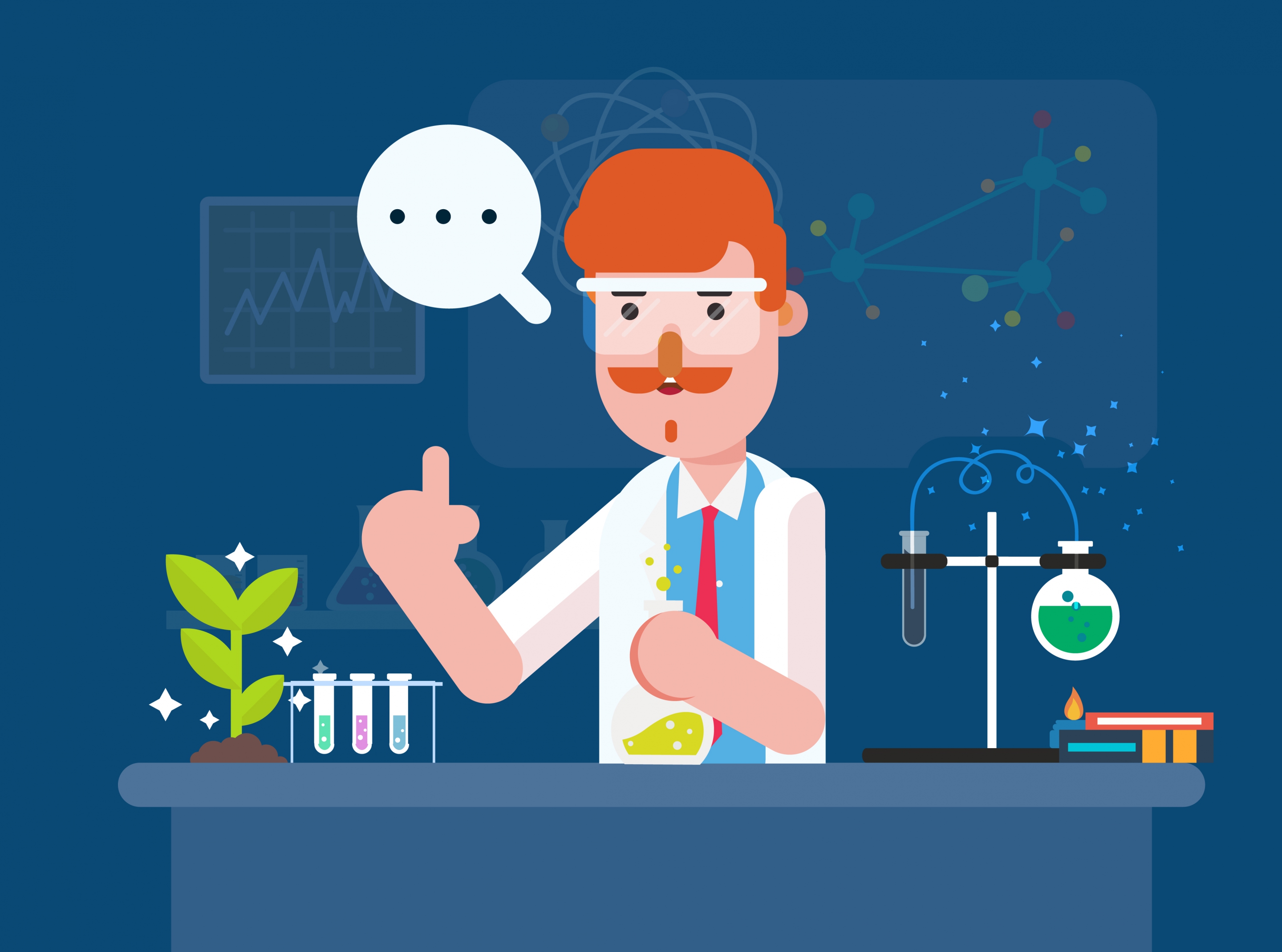 laboratory work background scientist experiment icons cartoon design