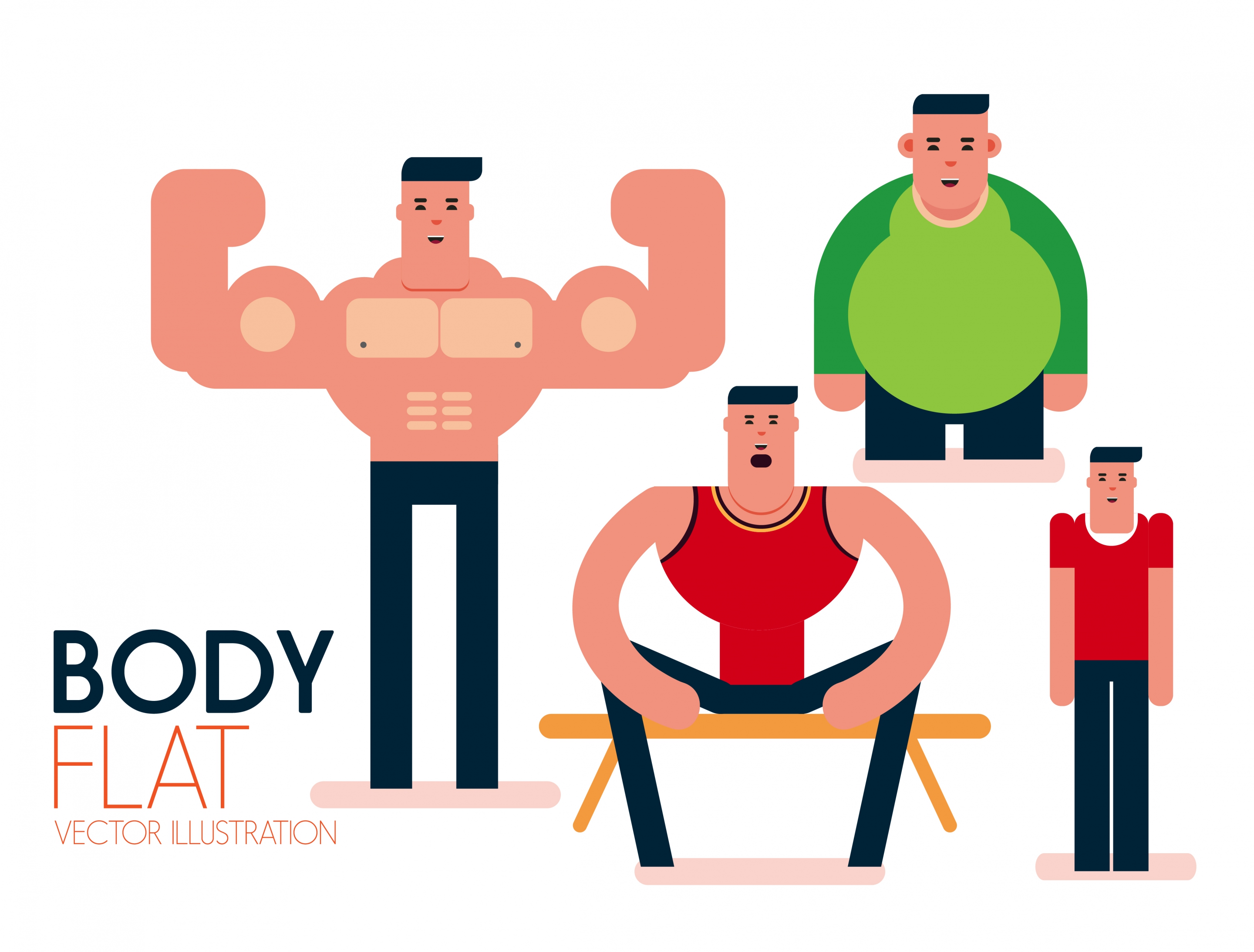 body building banner men physics icons cartoon characters