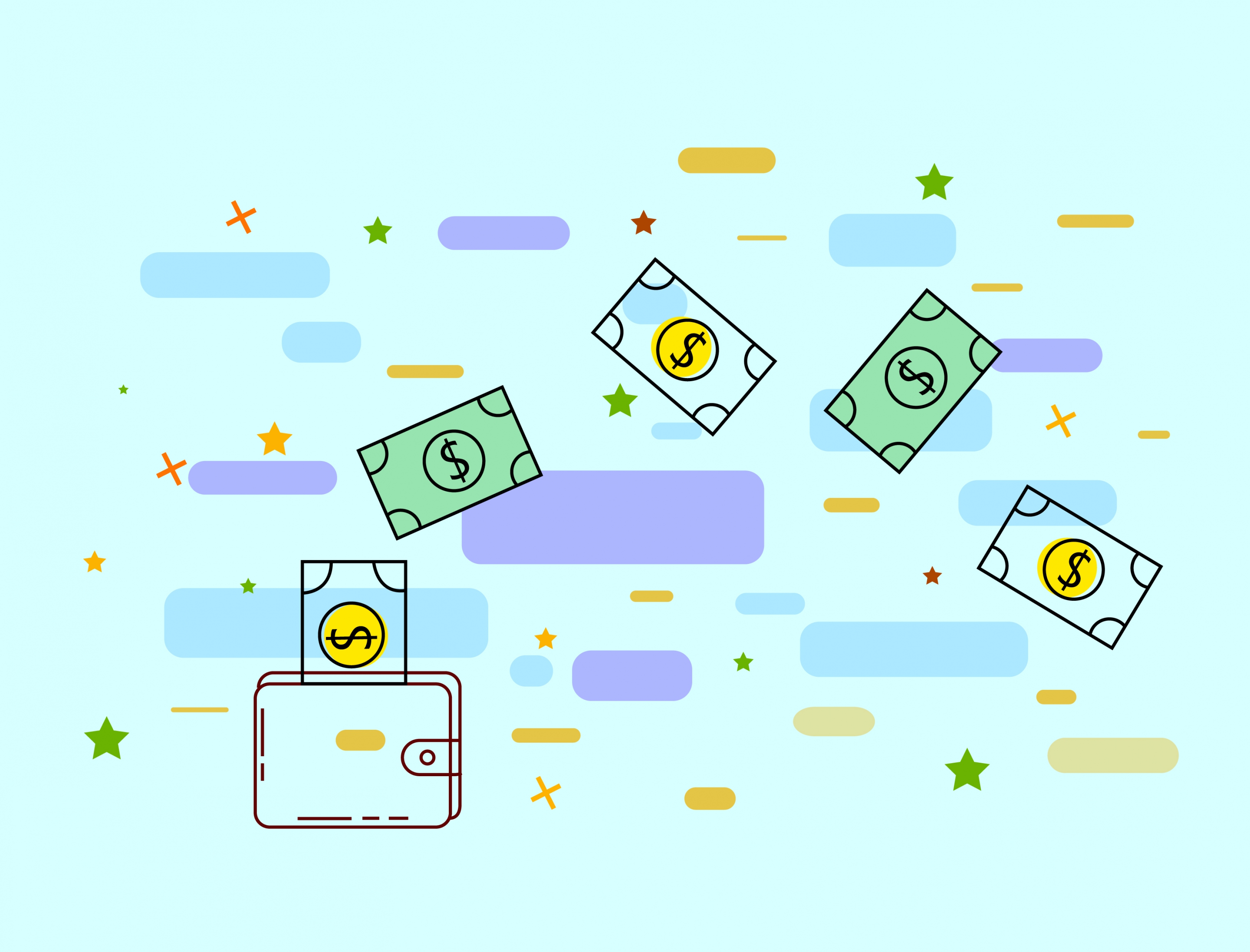 savings concept background money wallet icons flat design