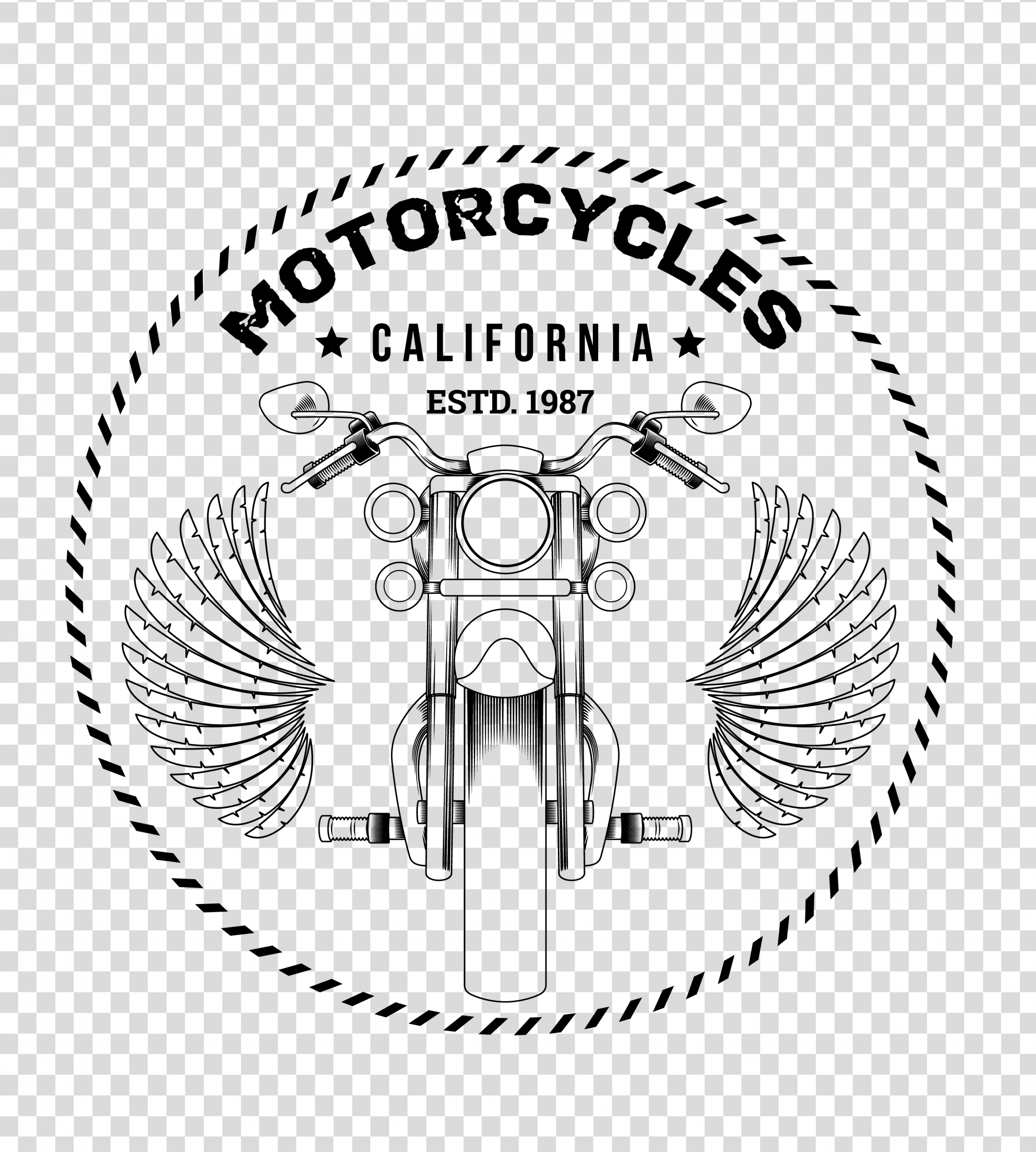 motorbike advertising black white classical design wings icon