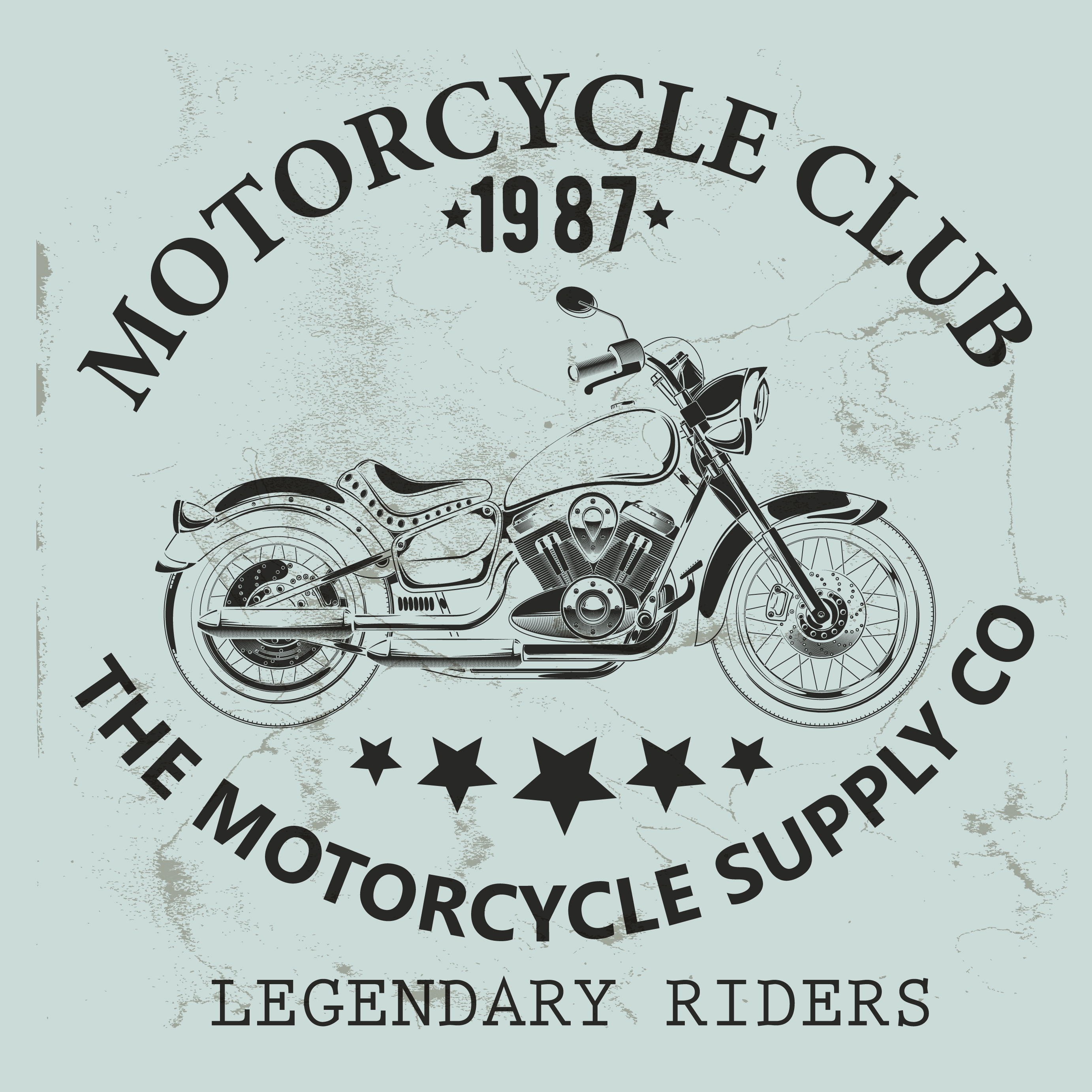 motorcycle club banner vintage design black white ornament