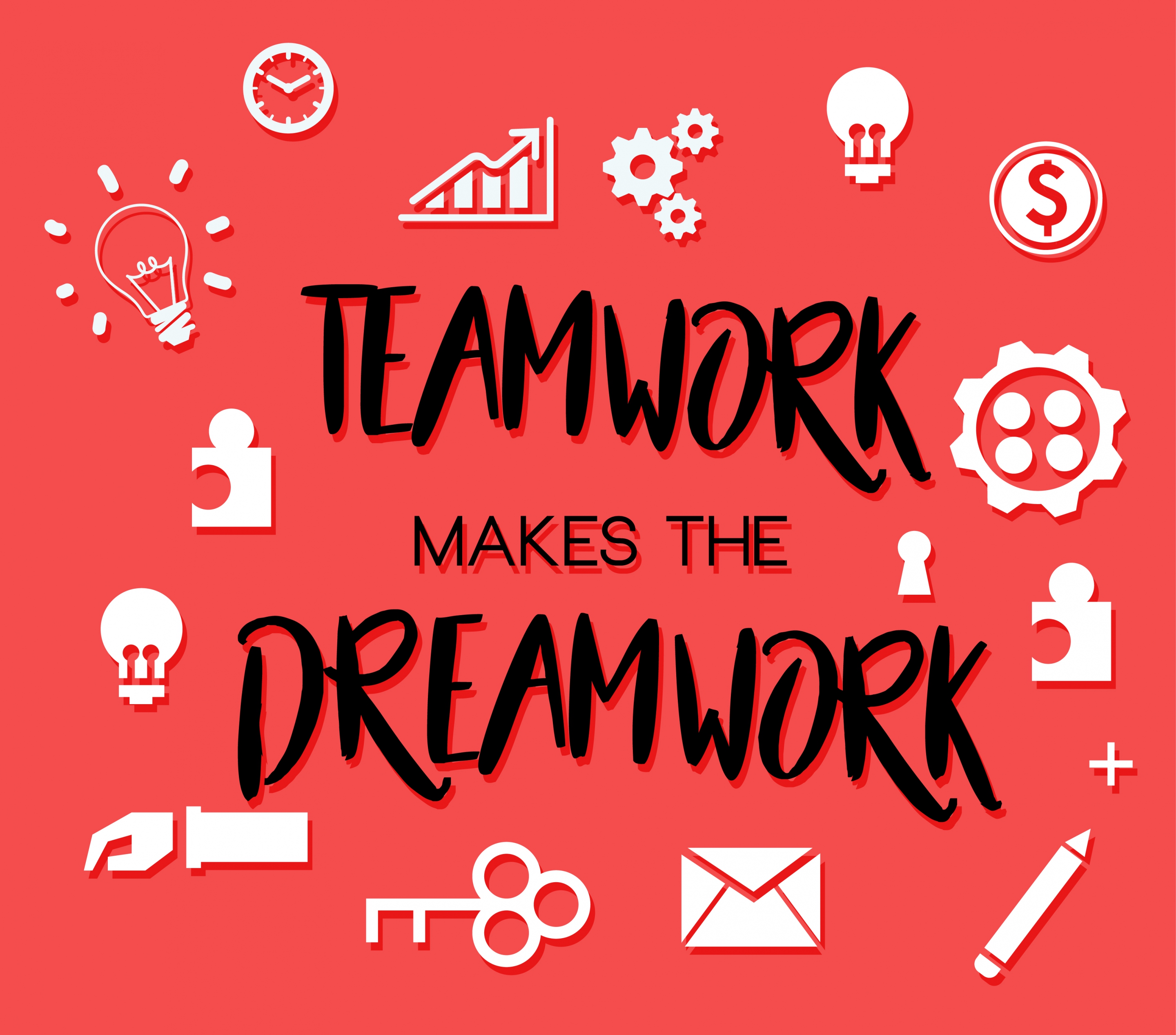 team work banner flat icons decor