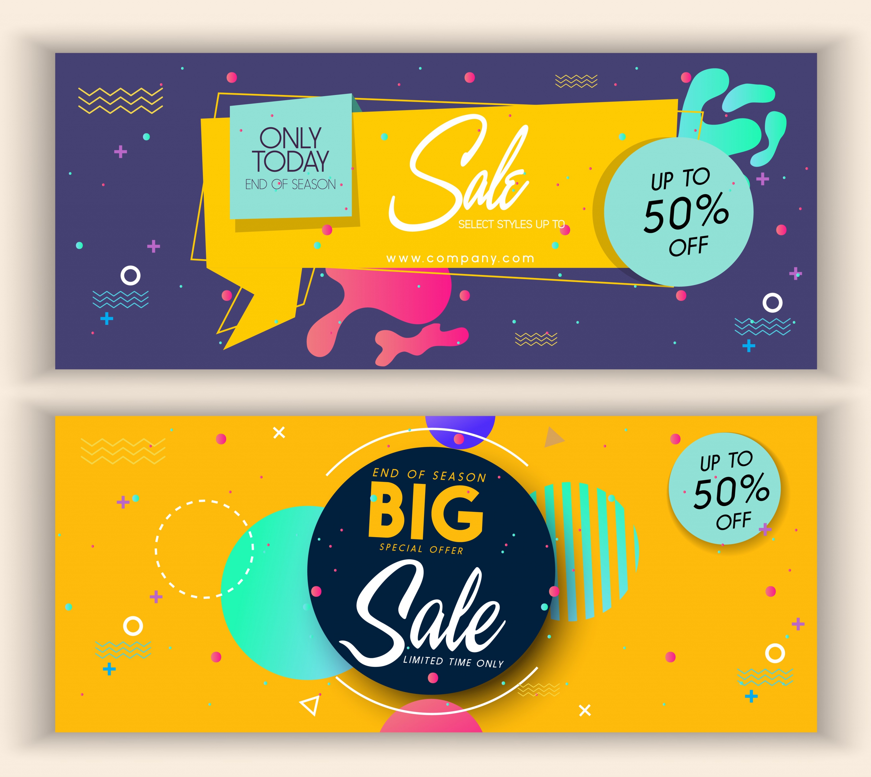 sale banner sets circles origami decor modern design