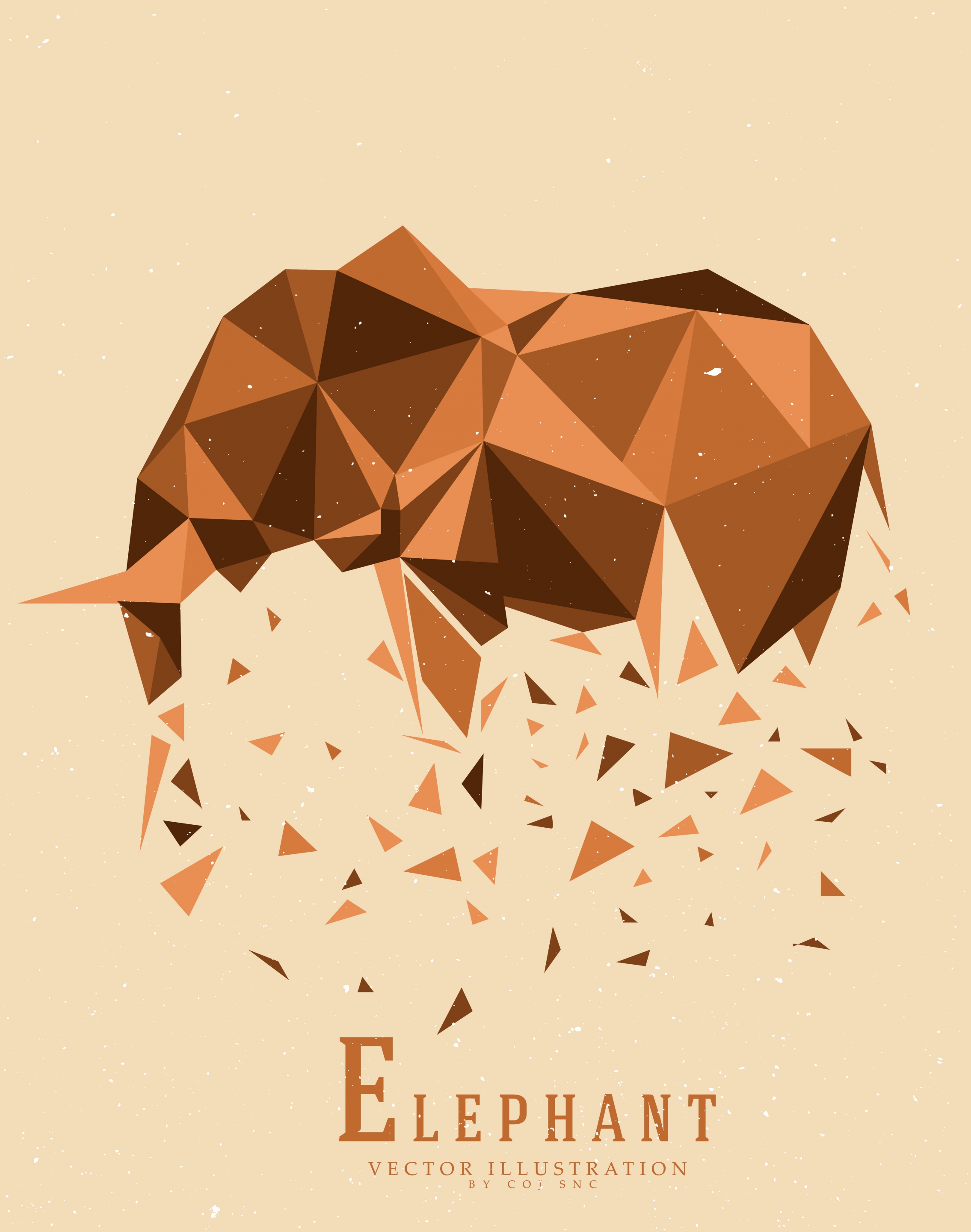 elephant background brown explosive polygonal decoration